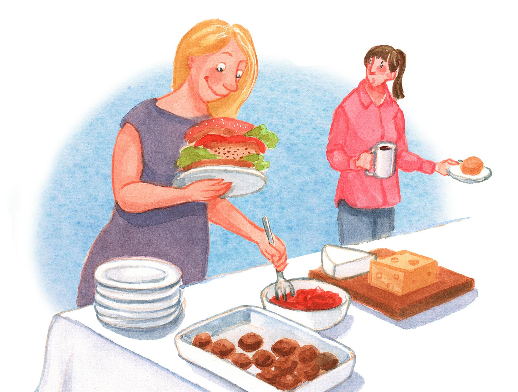 Buffetgæster.