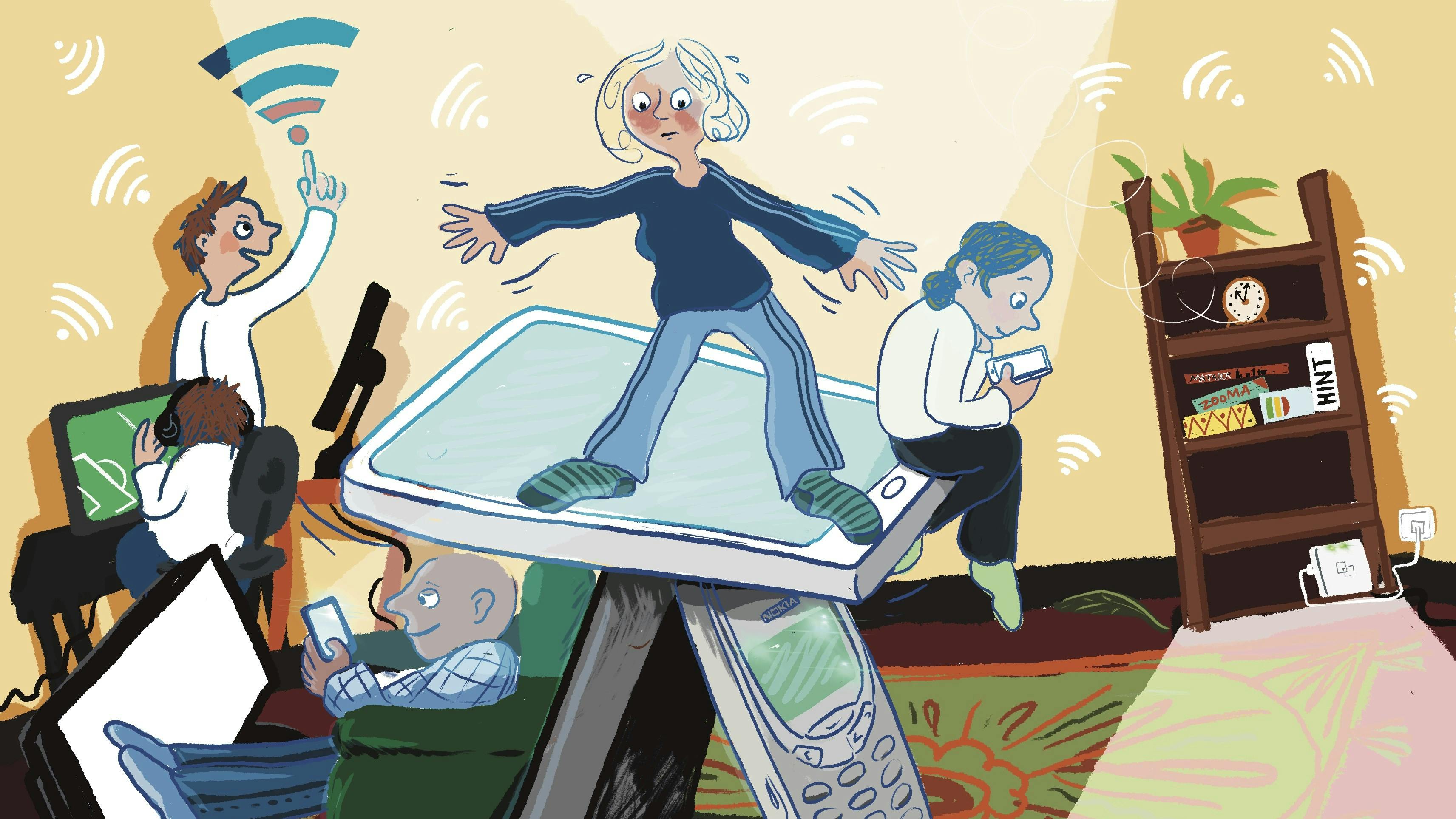 En familie med masser af skærme