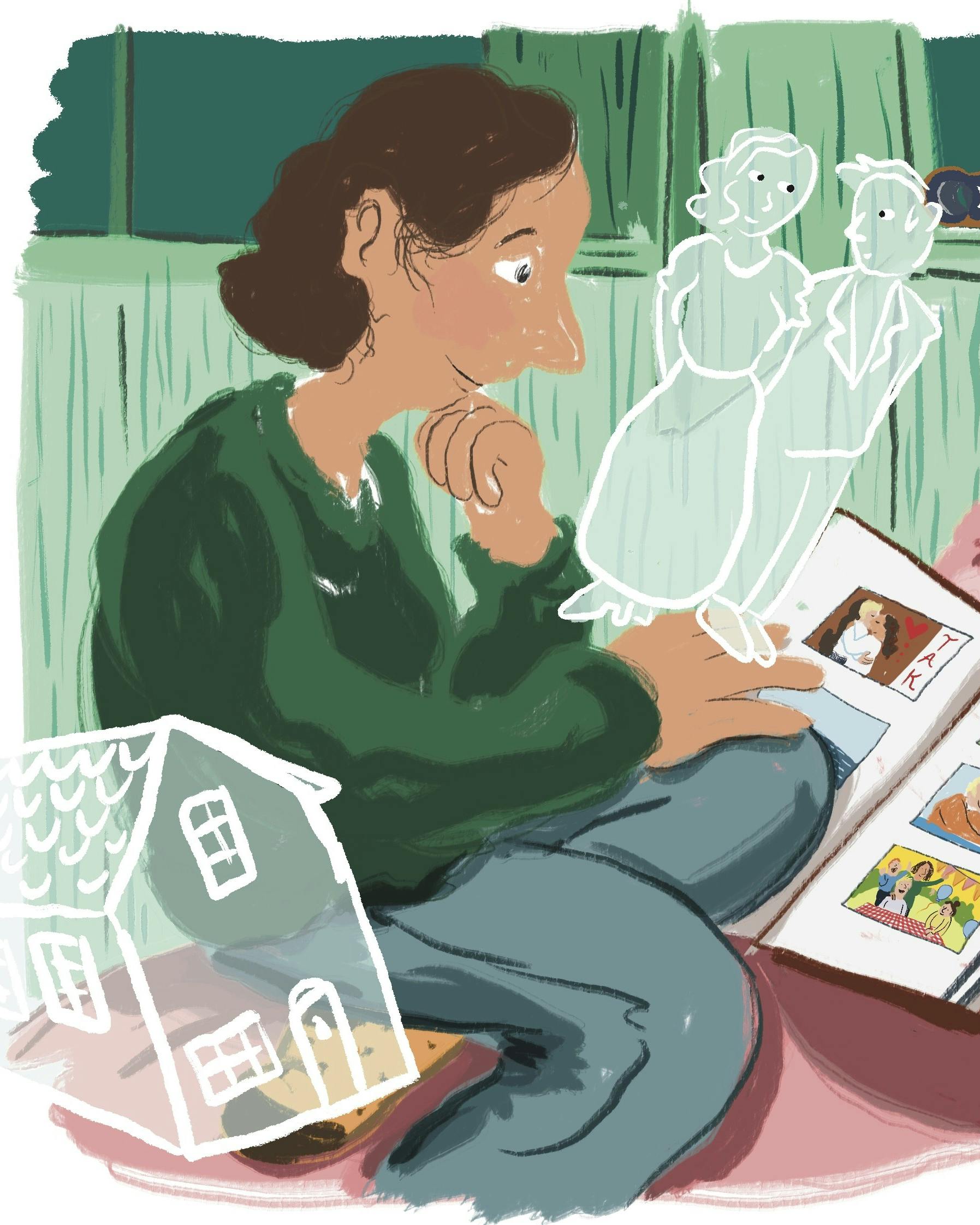 Kvinde kigger i fotoalbum