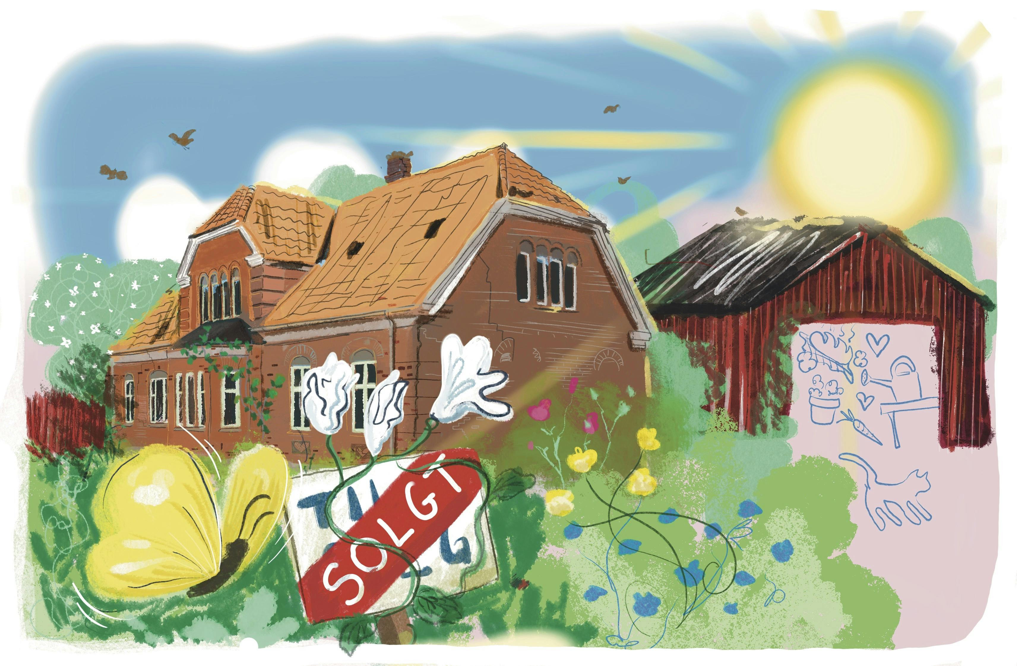 Hus med til salg skilt