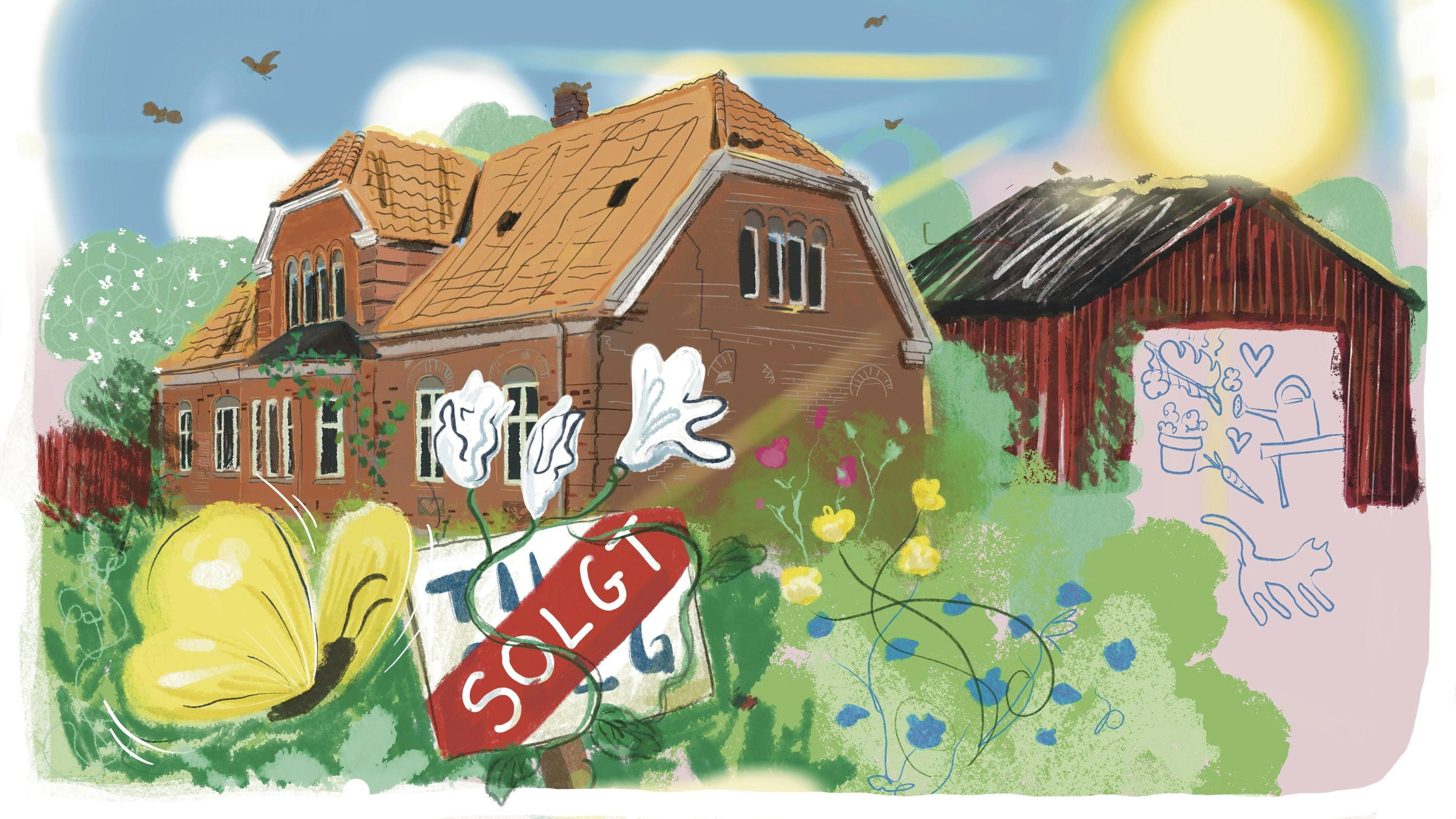 Hus med til salg skilt