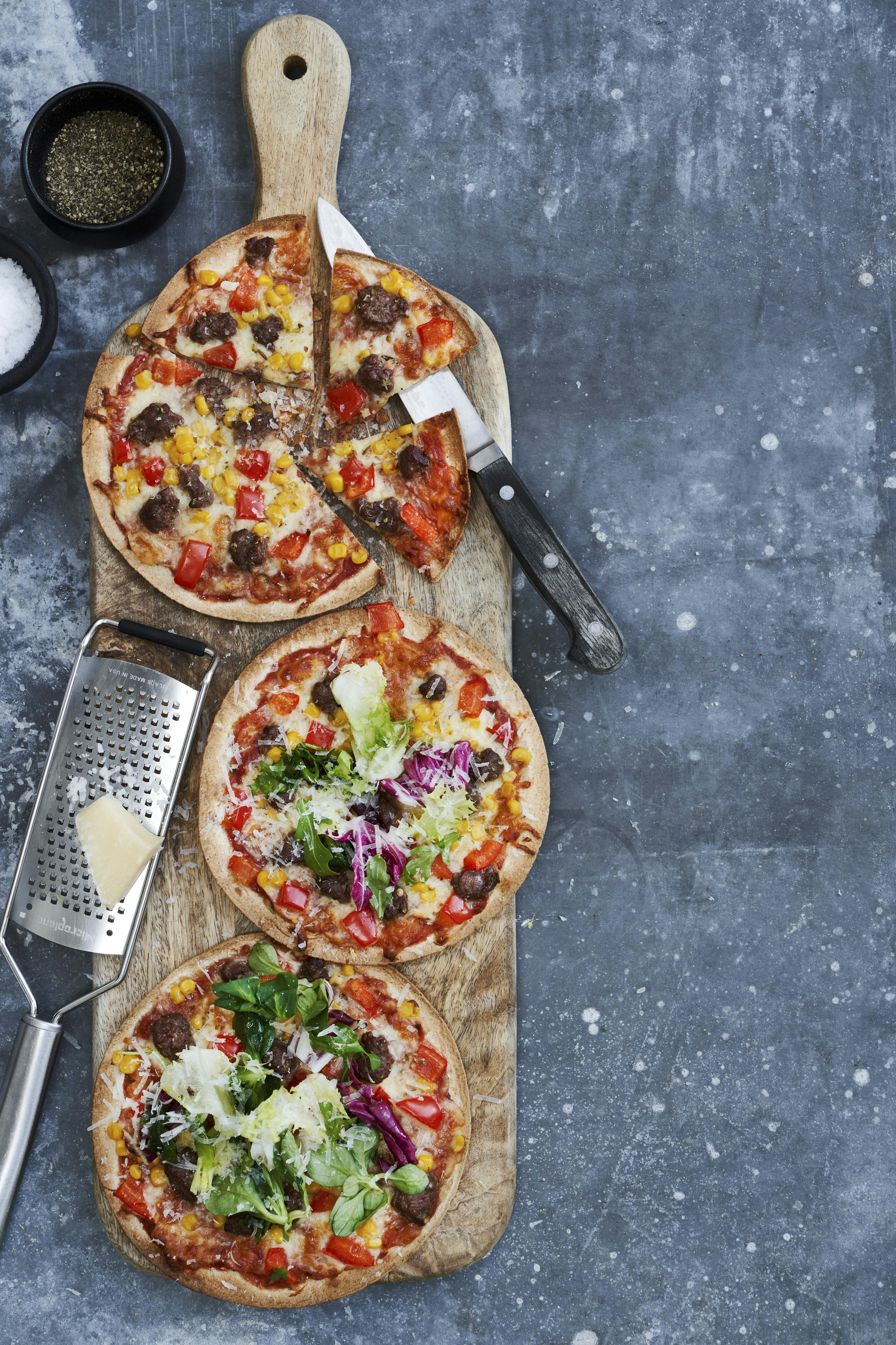 Tortillapizza med oksekød
