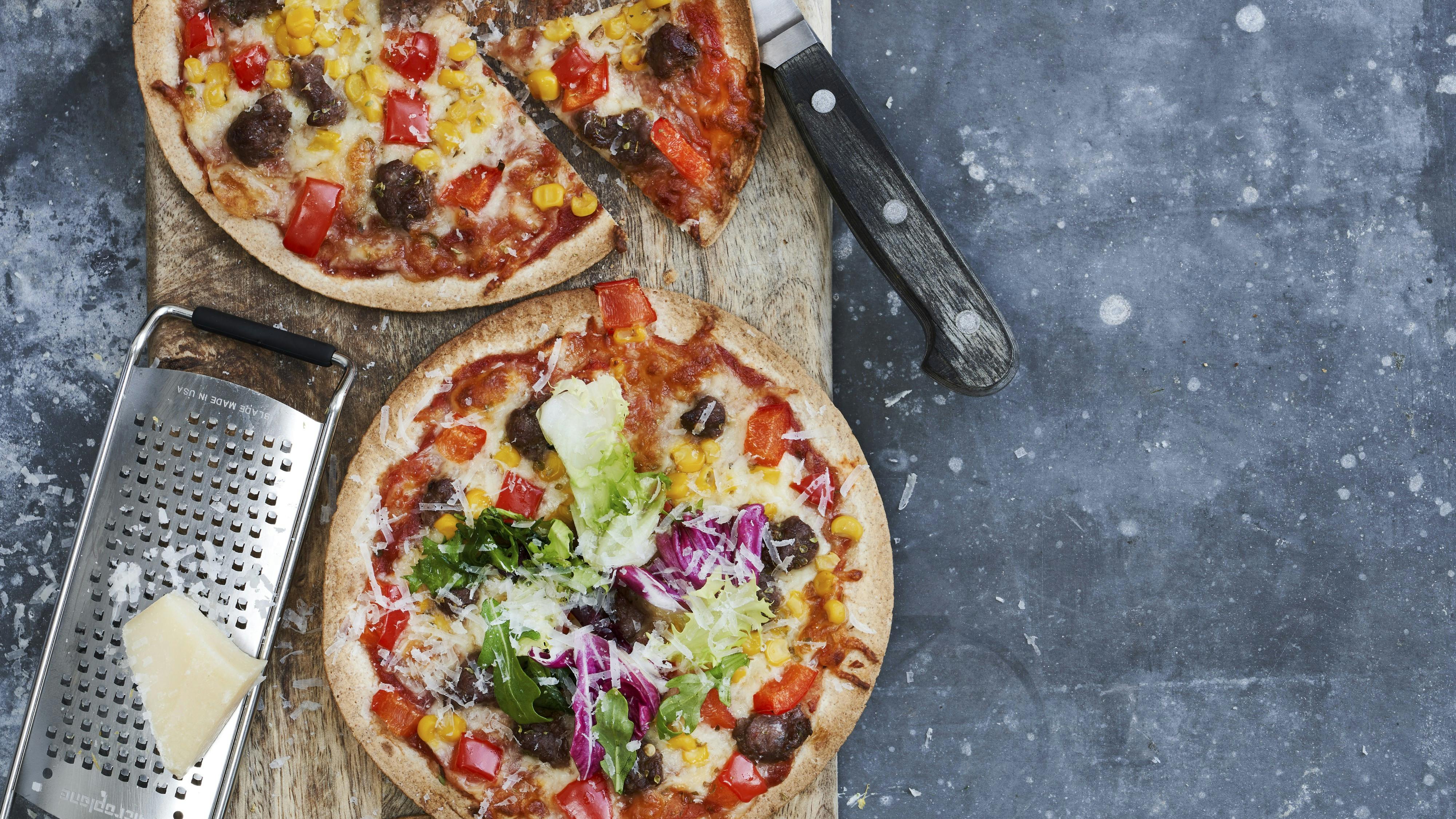 Tortillapizza med oksekød