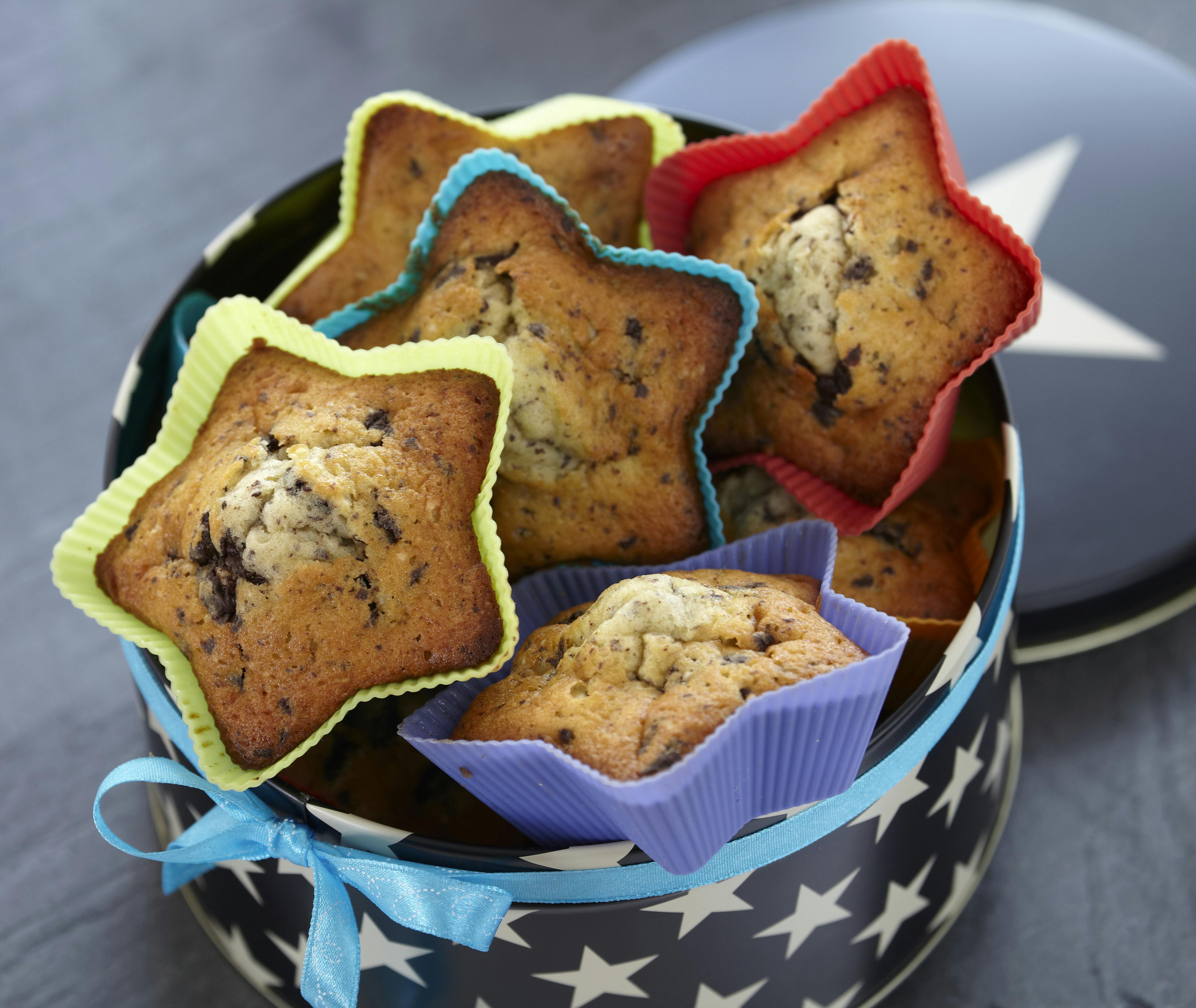 Lækre muffins med chokolade og pebermynte
