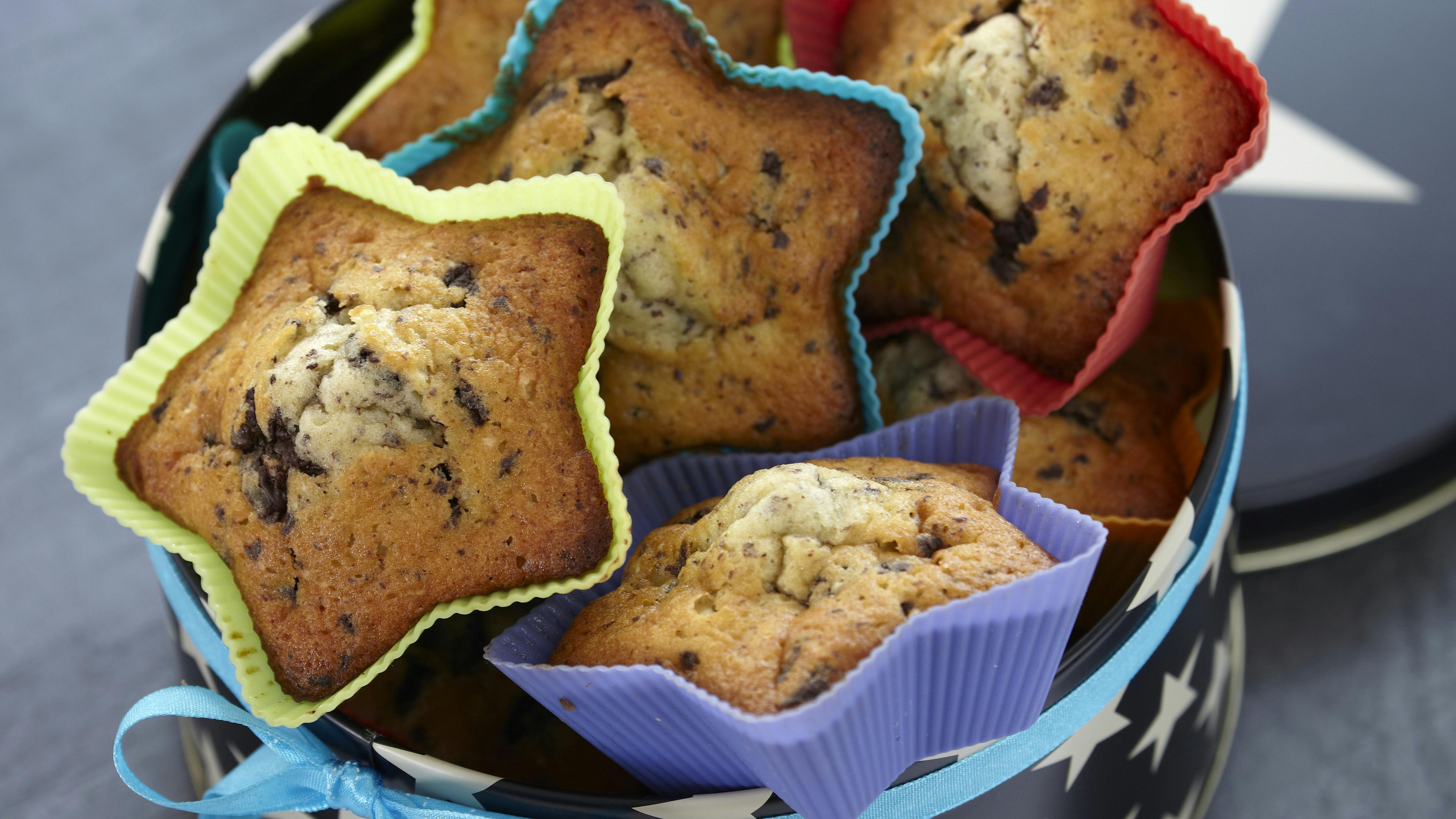 Lækre muffins med chokolade og pebermynte