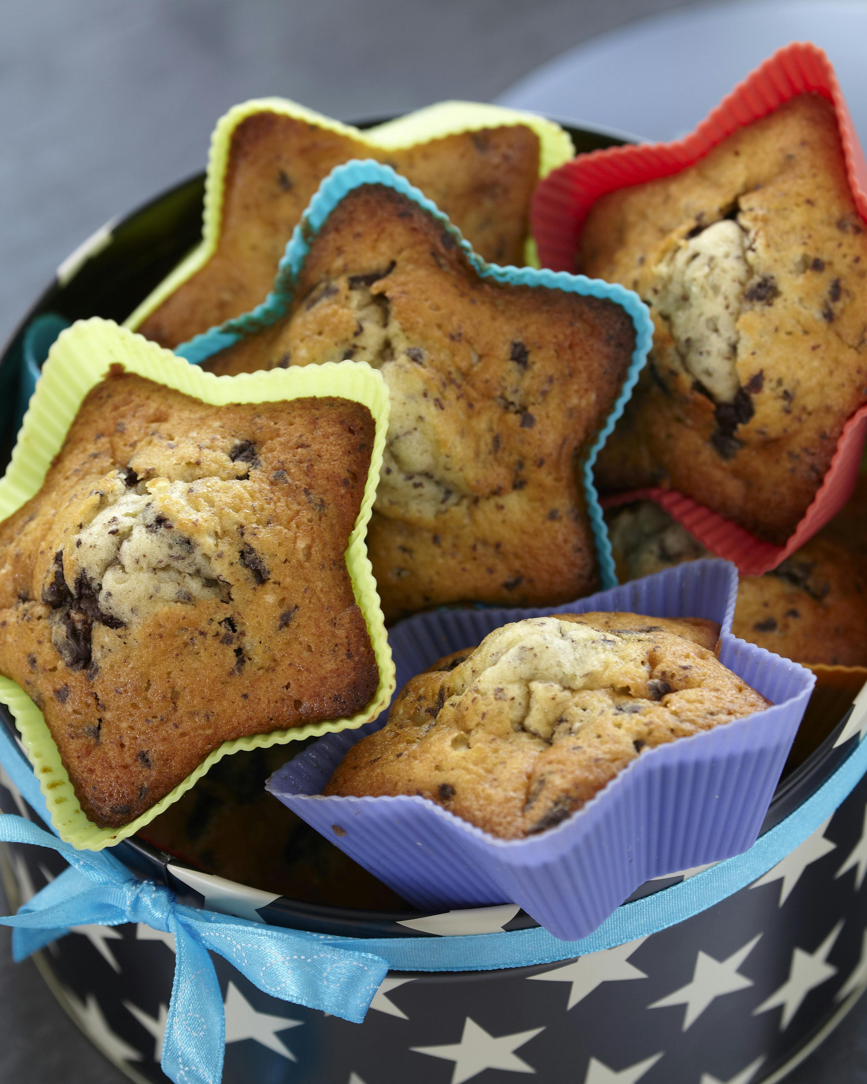 Lækre muffins med chokolade og pebermynte