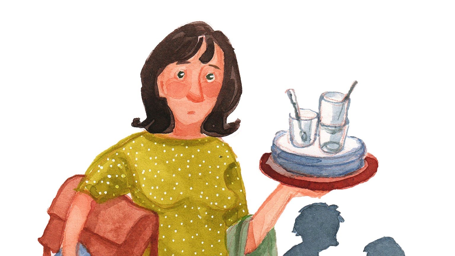 Tegning af kvinde der rydder op