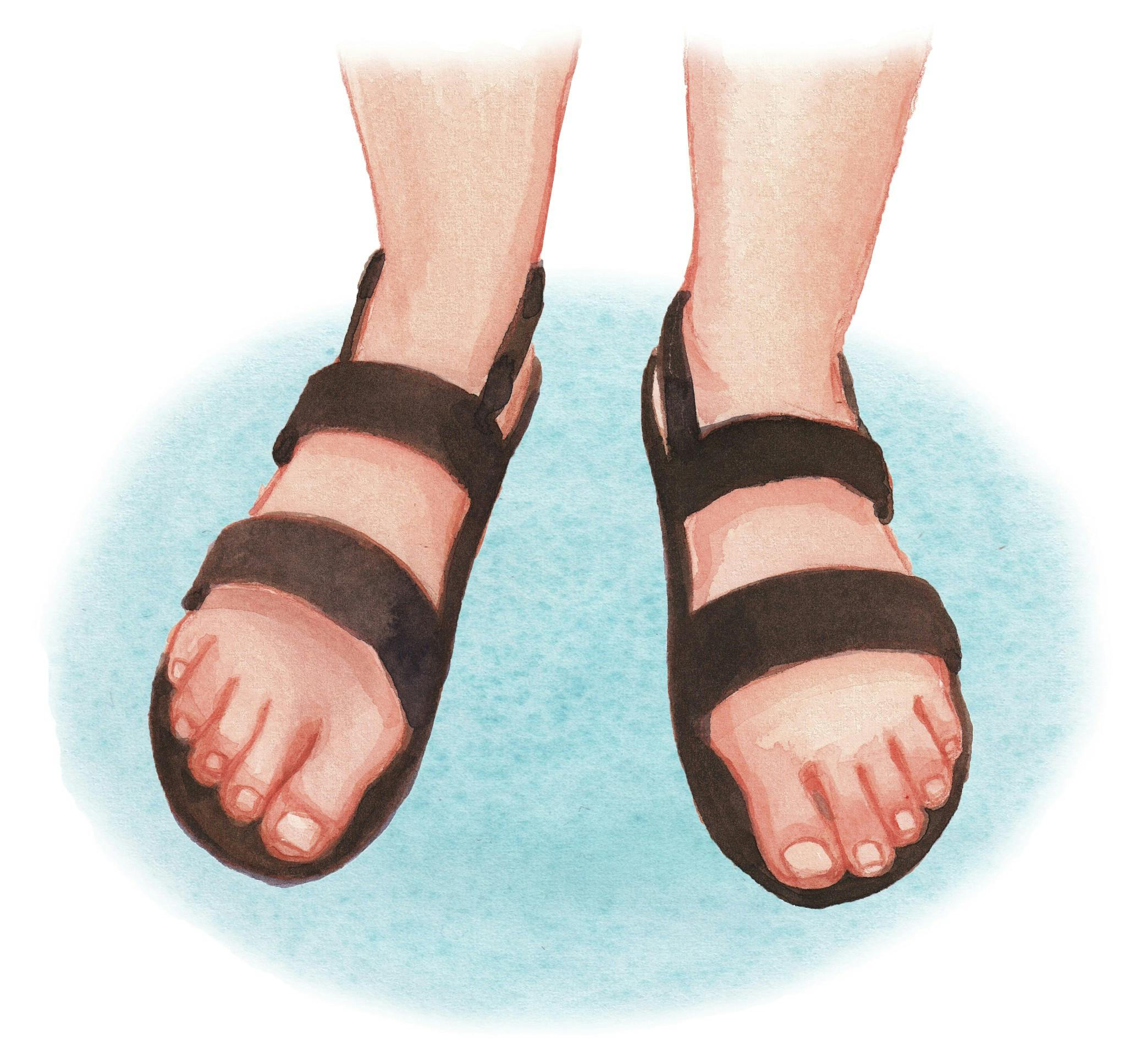 Tegning af fødder i sandaler