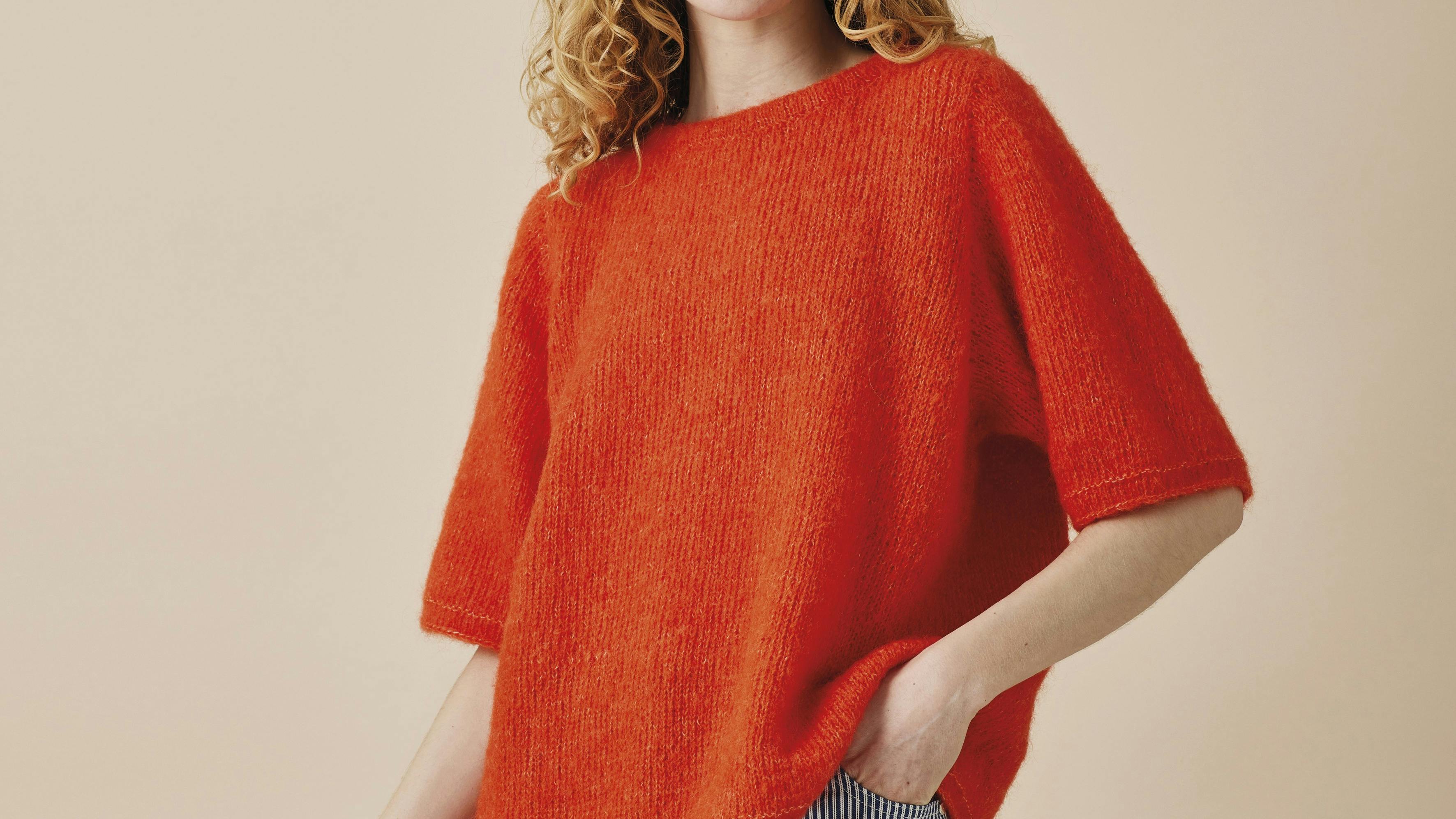 Strikkeopskrift på en oversize t-shirt i glatstrik