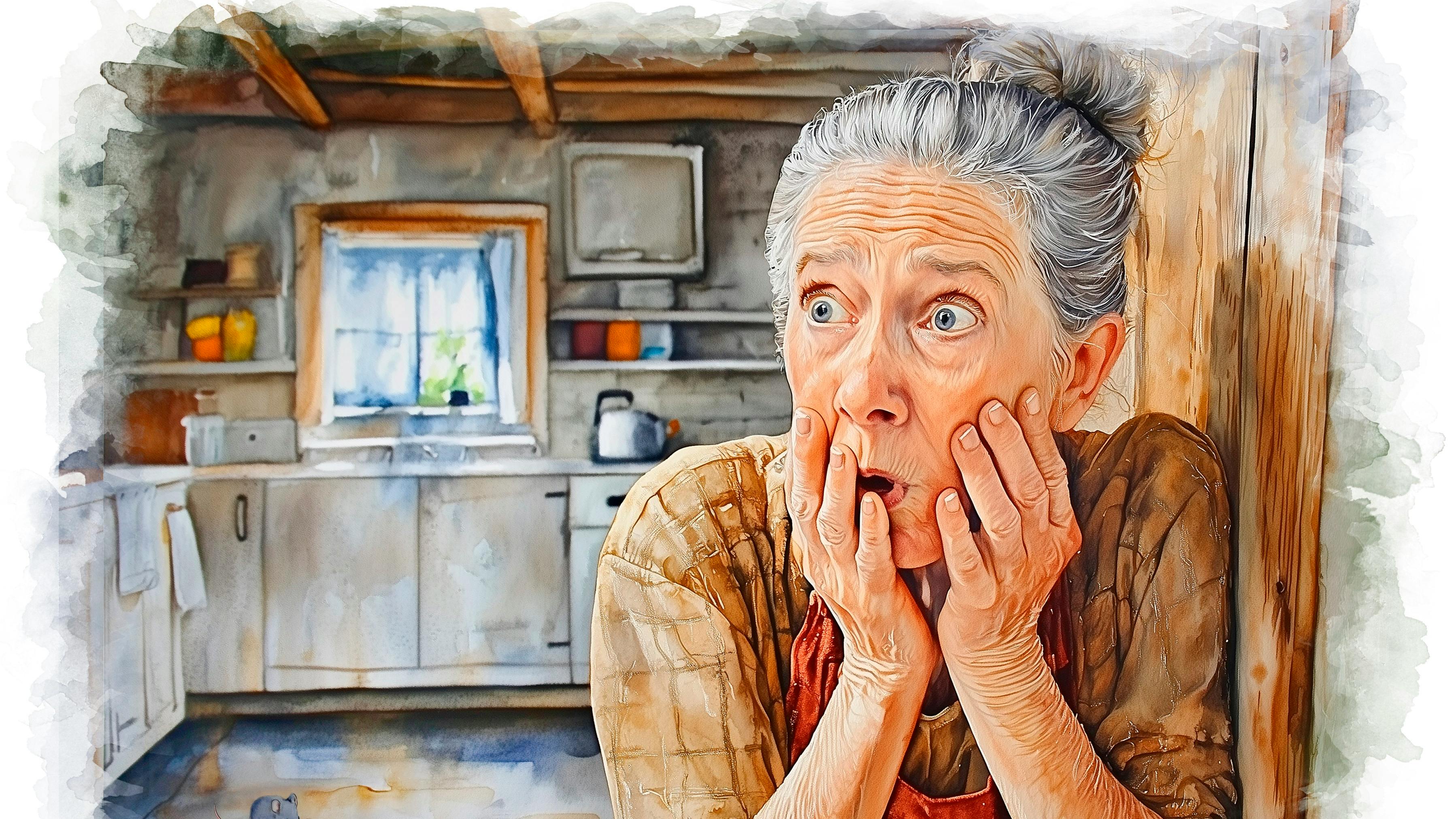 Farmor, som er bange for mus