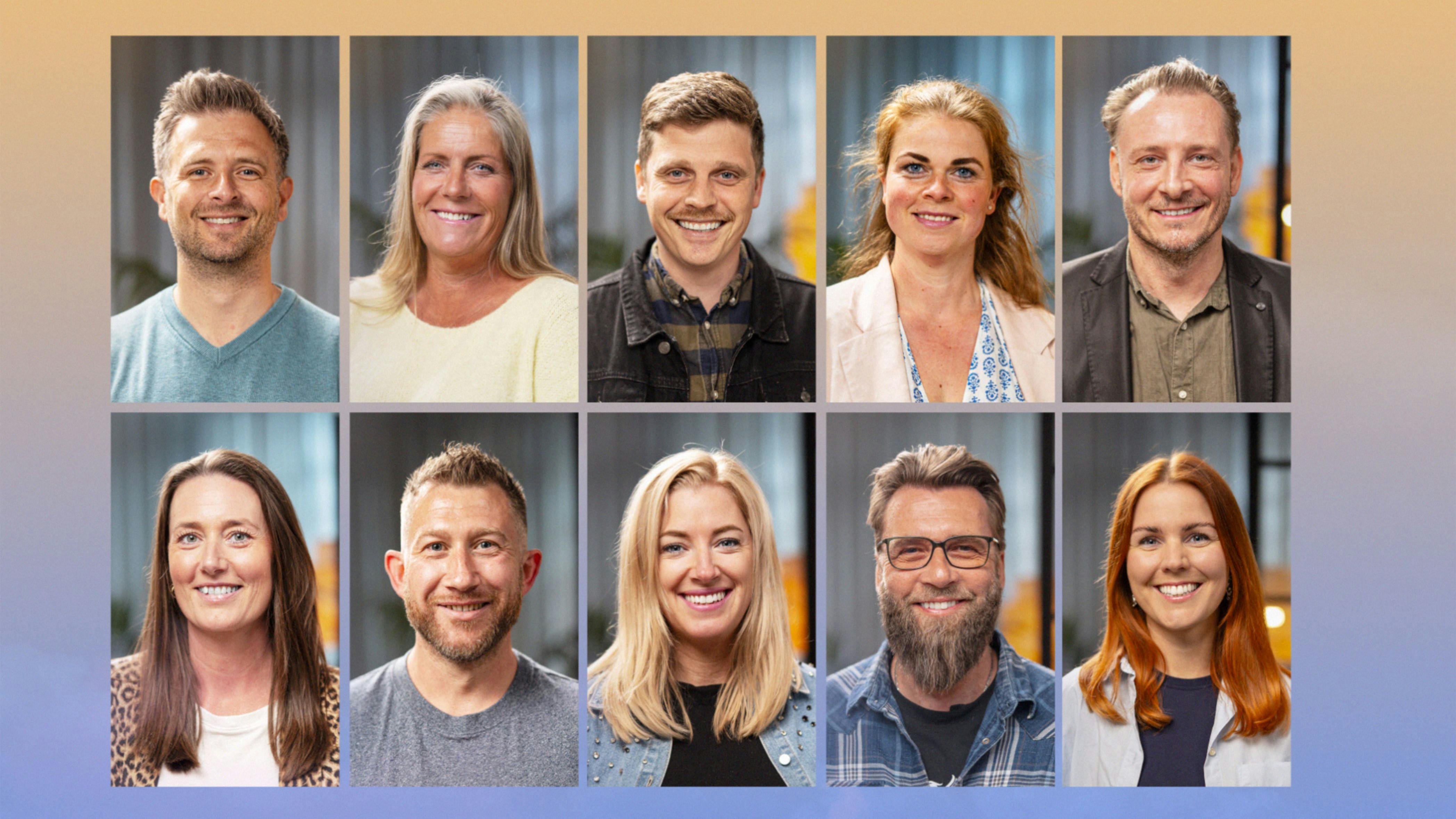 Kollage med portrætbilleder af de 10 deltagere i 'Gift ved første blik'