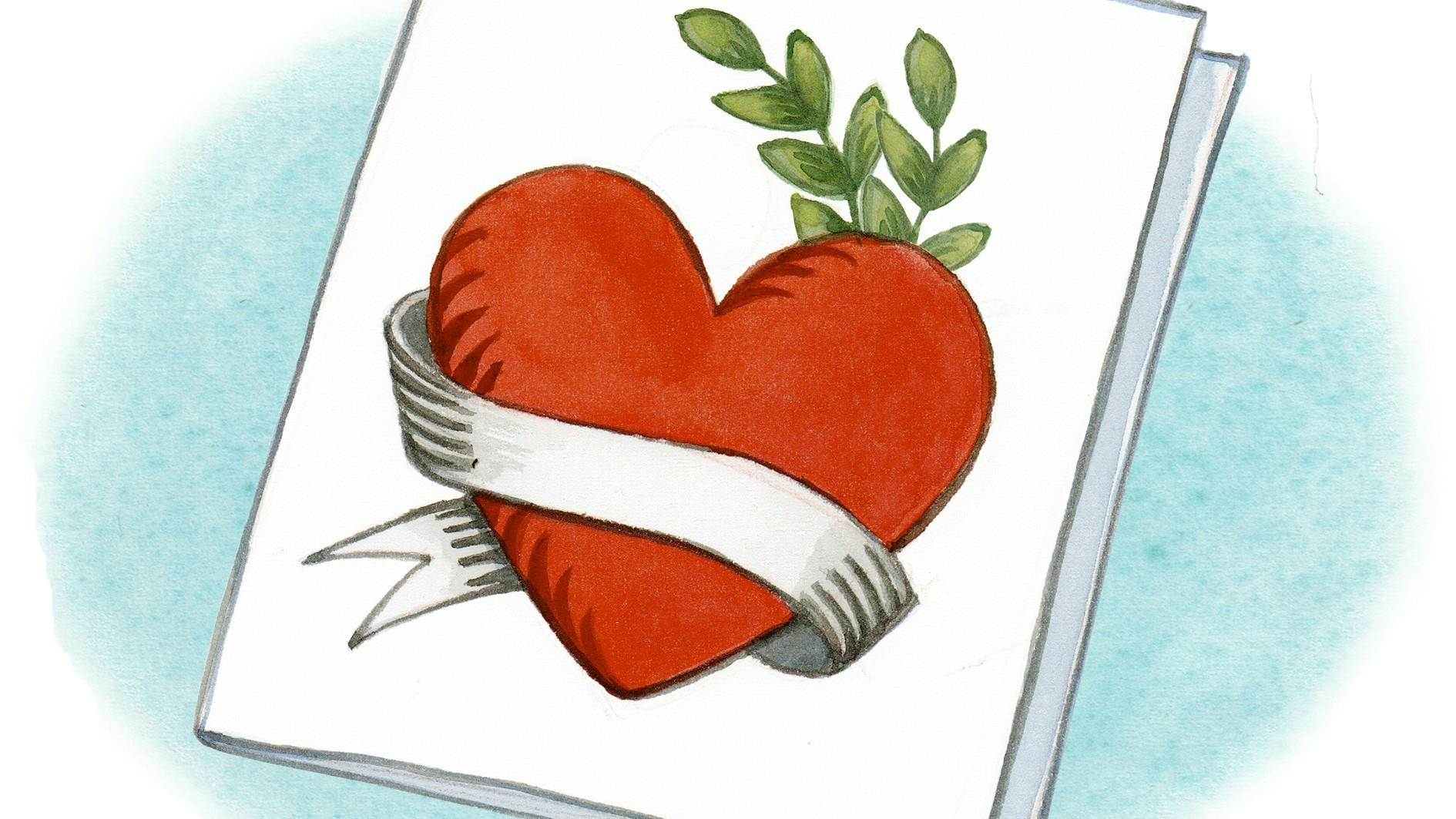 Tegning af tatovering med hjerte