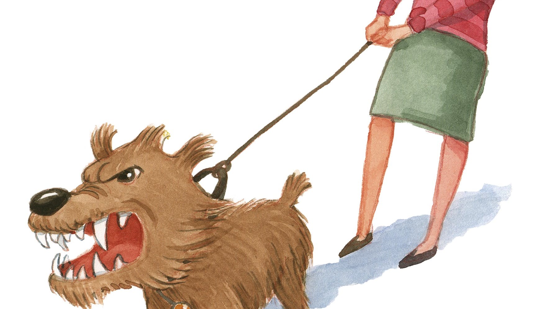 Tegning af bidsk hund