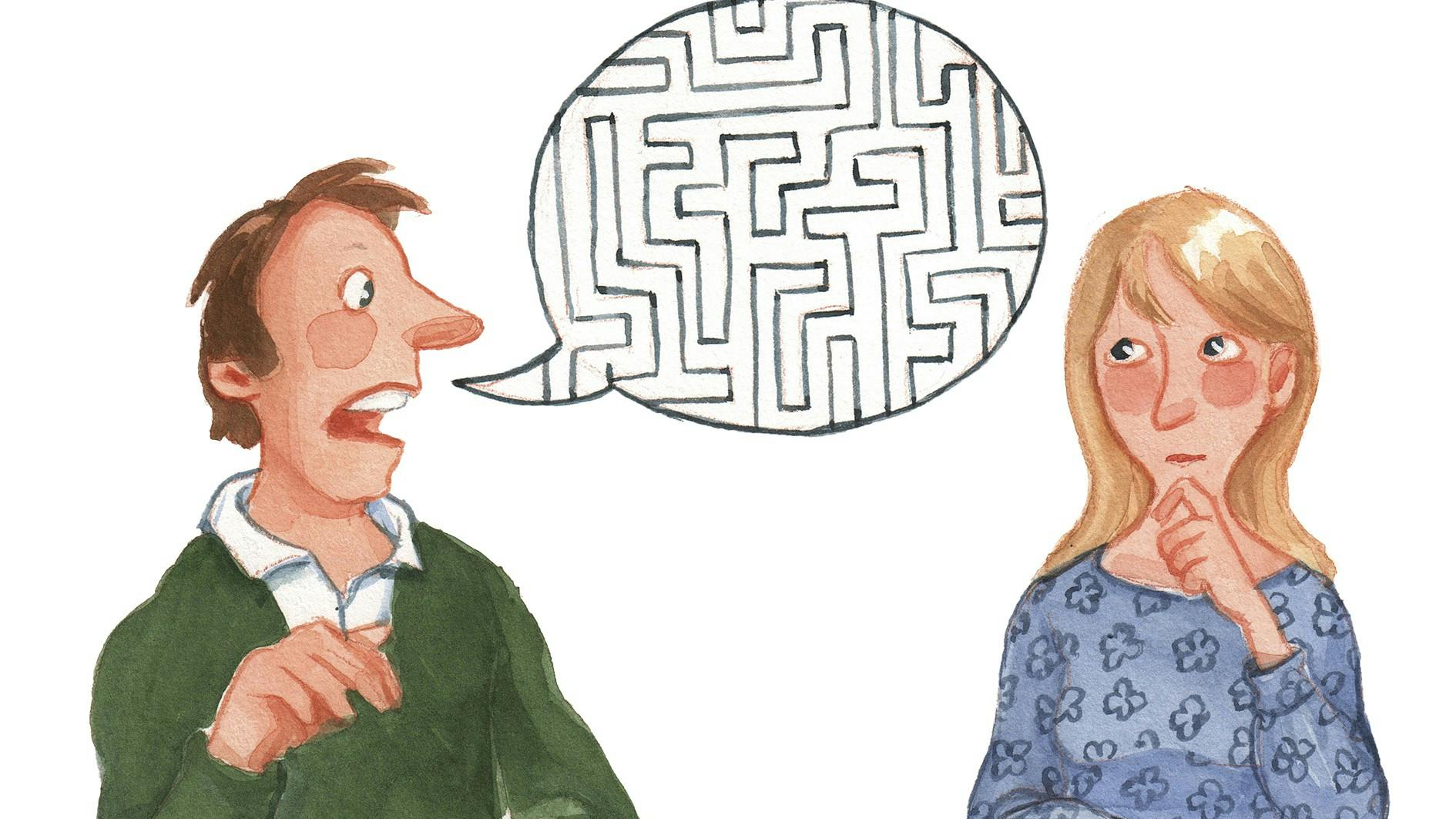 Tegning af par der taler.