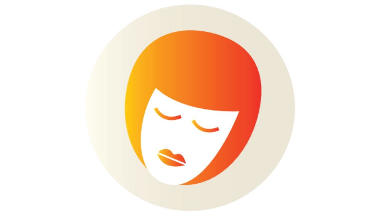 Orange illustration af kvindeansigt