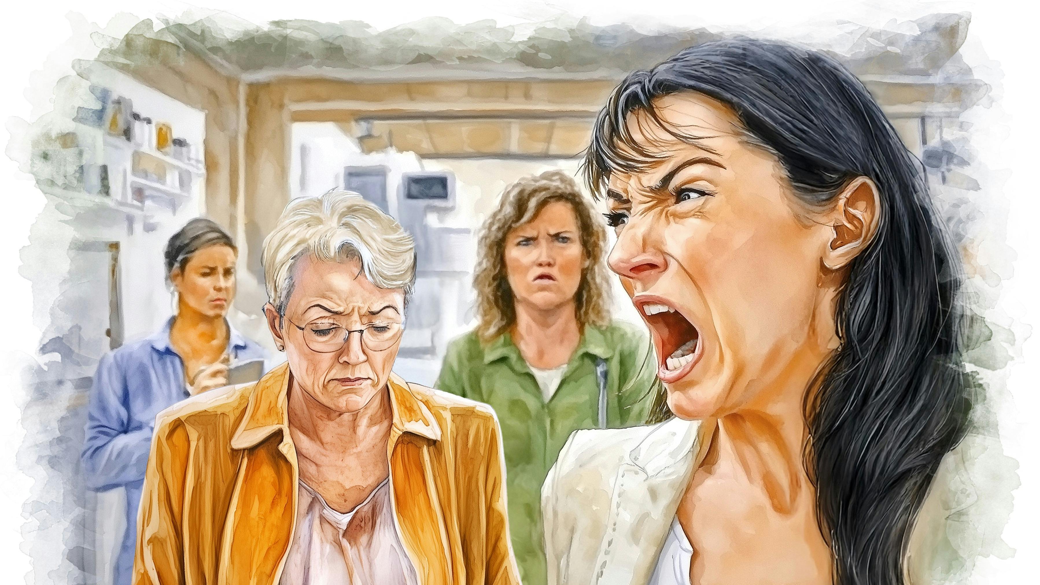 Kvinde råber ad sine ansatte