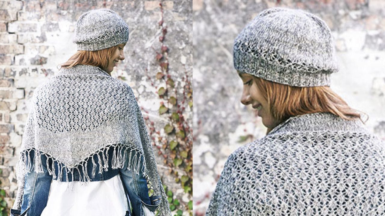 Kvinde med grå hue og sjal