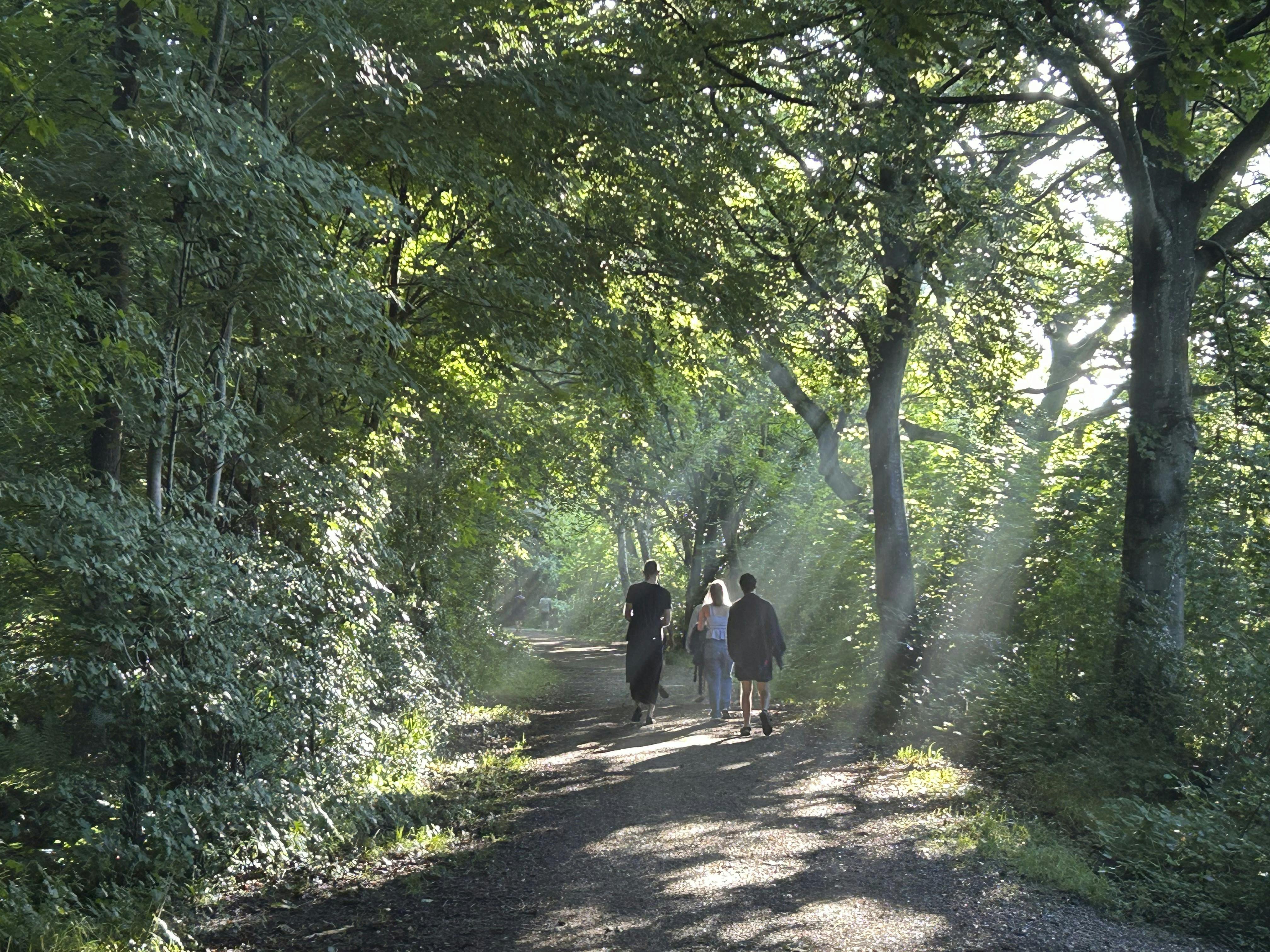 TUBAs sommerhøjskole 2025: På vej til morgenbadning ved Christiansminde Strand.