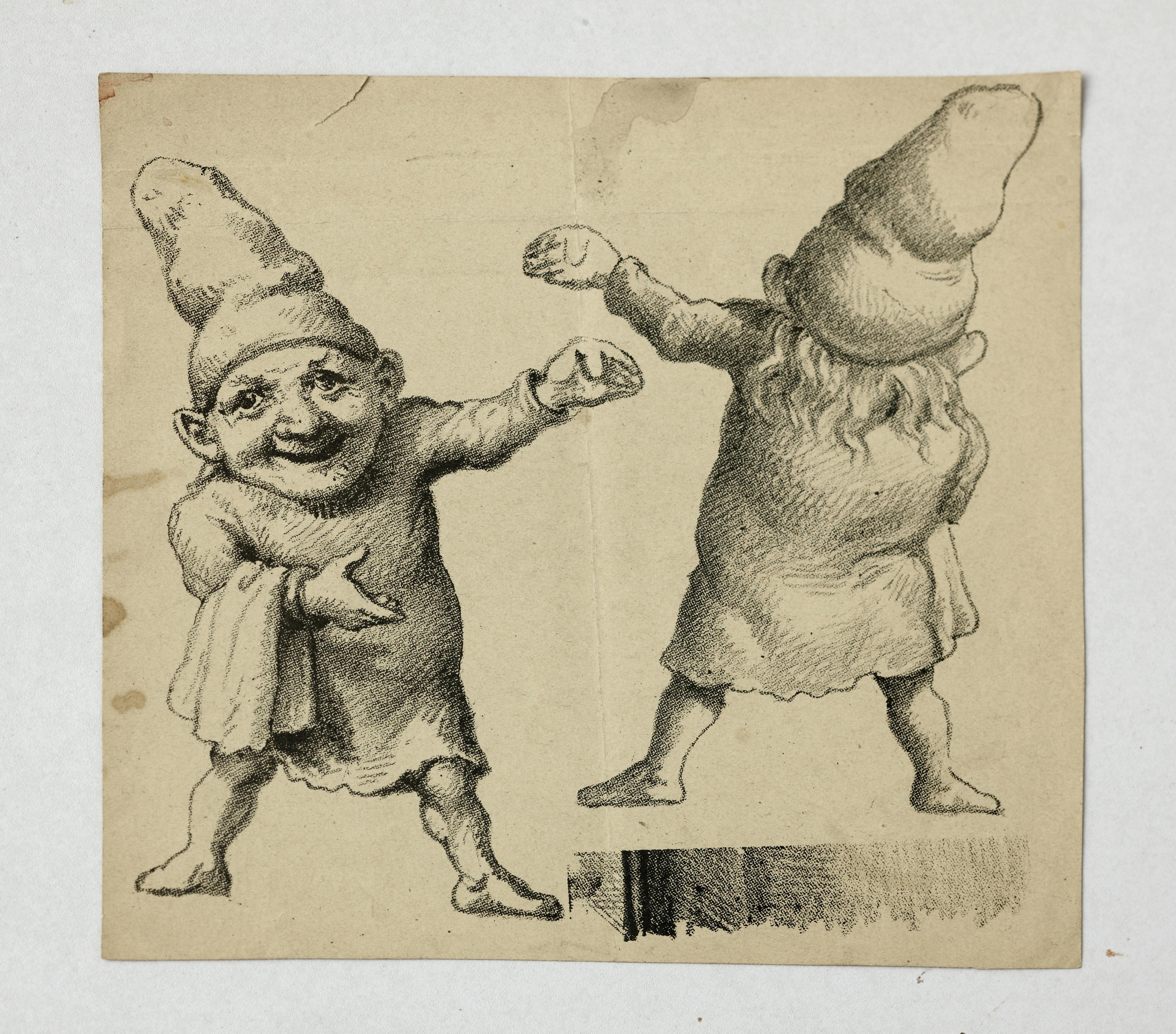 Tegning af to julenisser