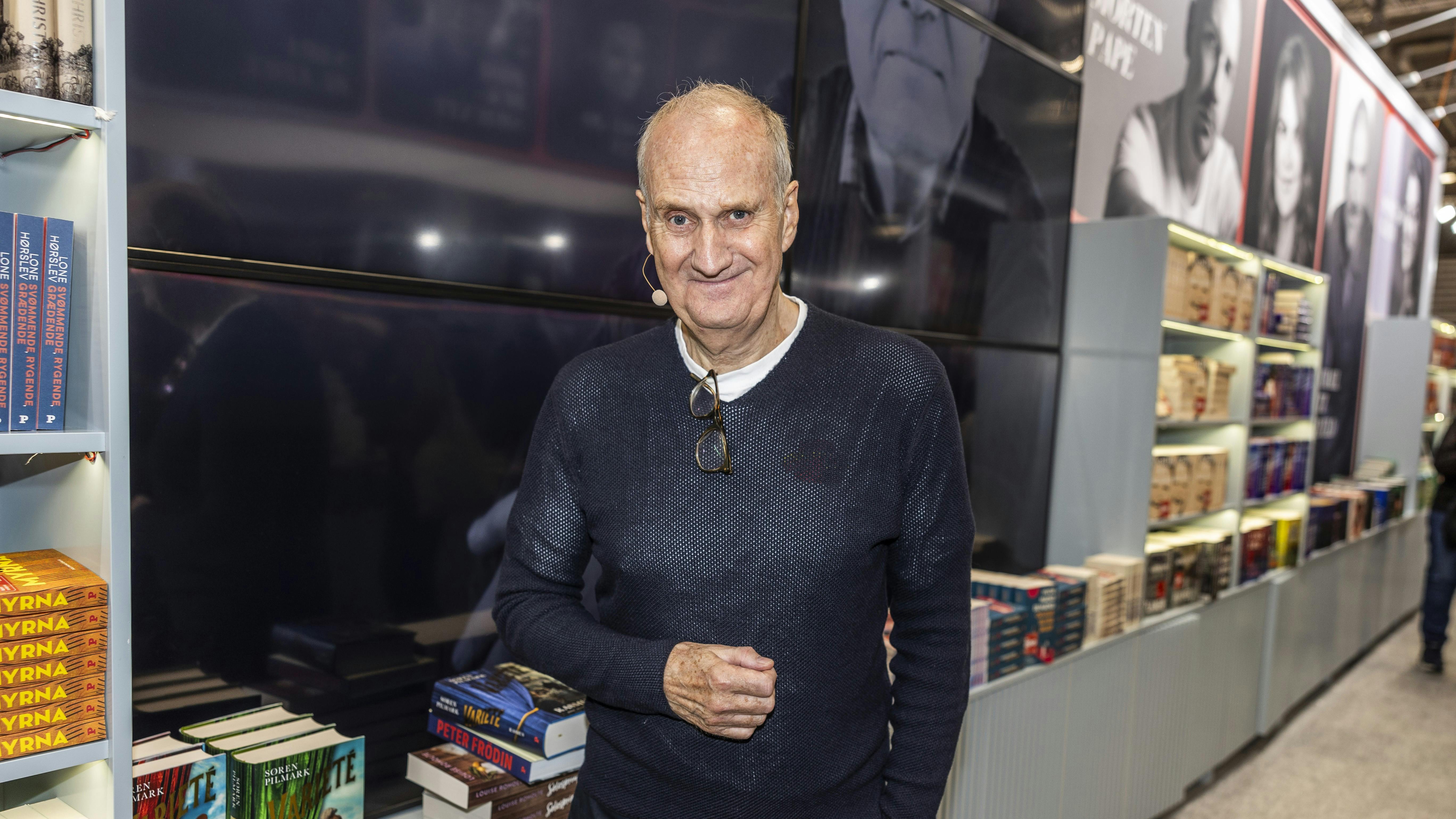 Skuespiller og forfatter Søren Pilmark præsenterer sine romaner på Bogforum i Bella Center, København.