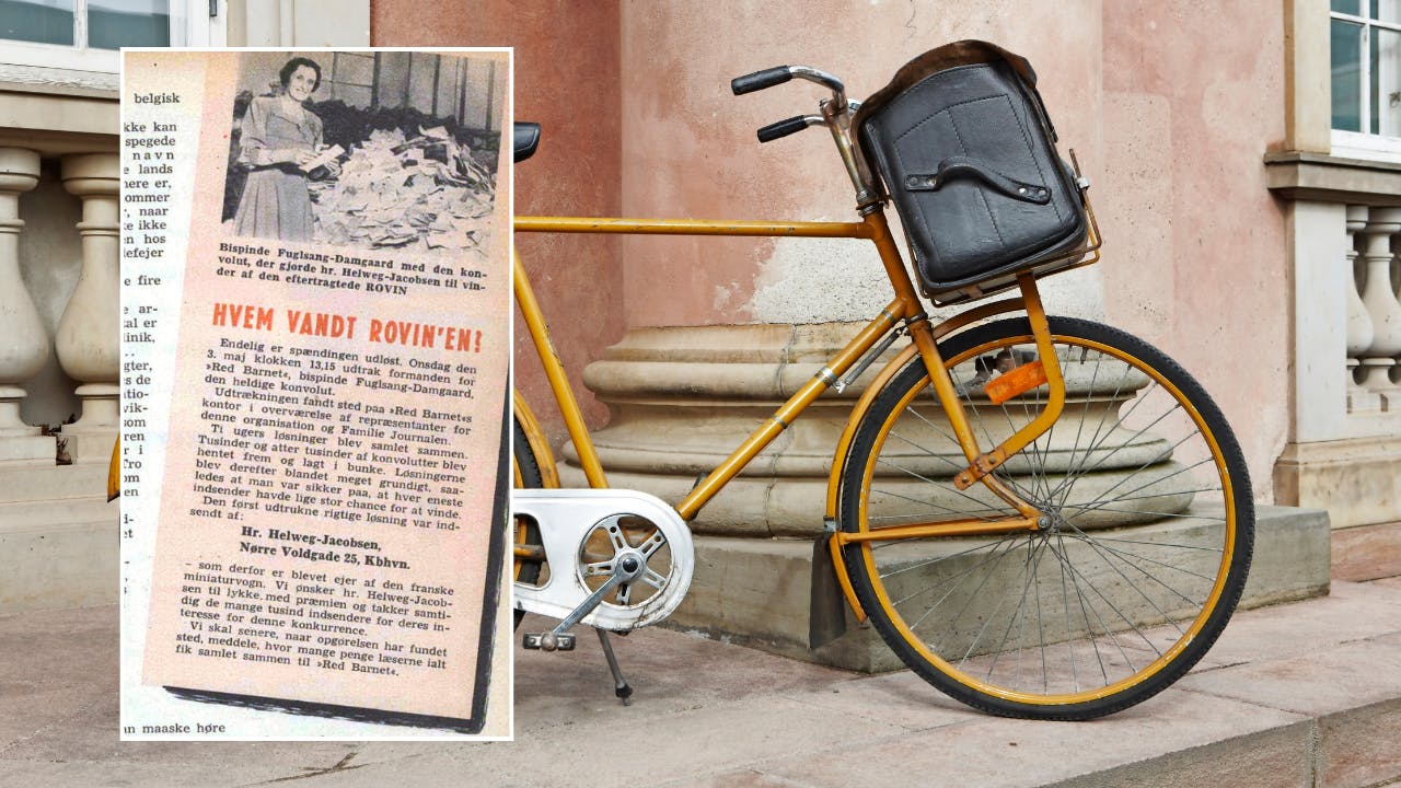 Gammel postcykel og et udklip fra en brevkasse
