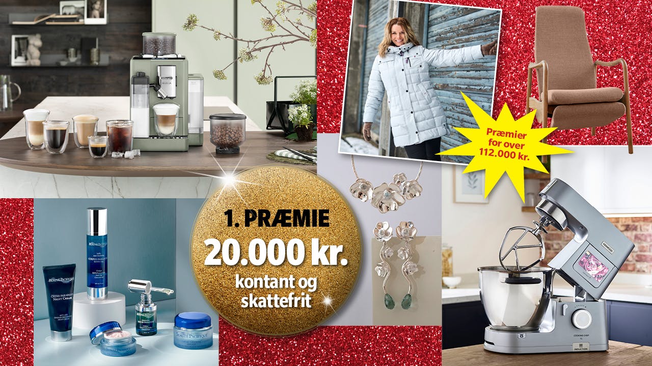 Collage med præmier fra det store julespil