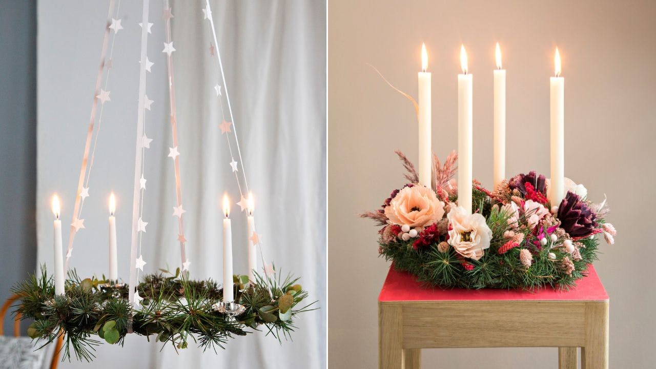 To flotte adventskranse i hver sin stil