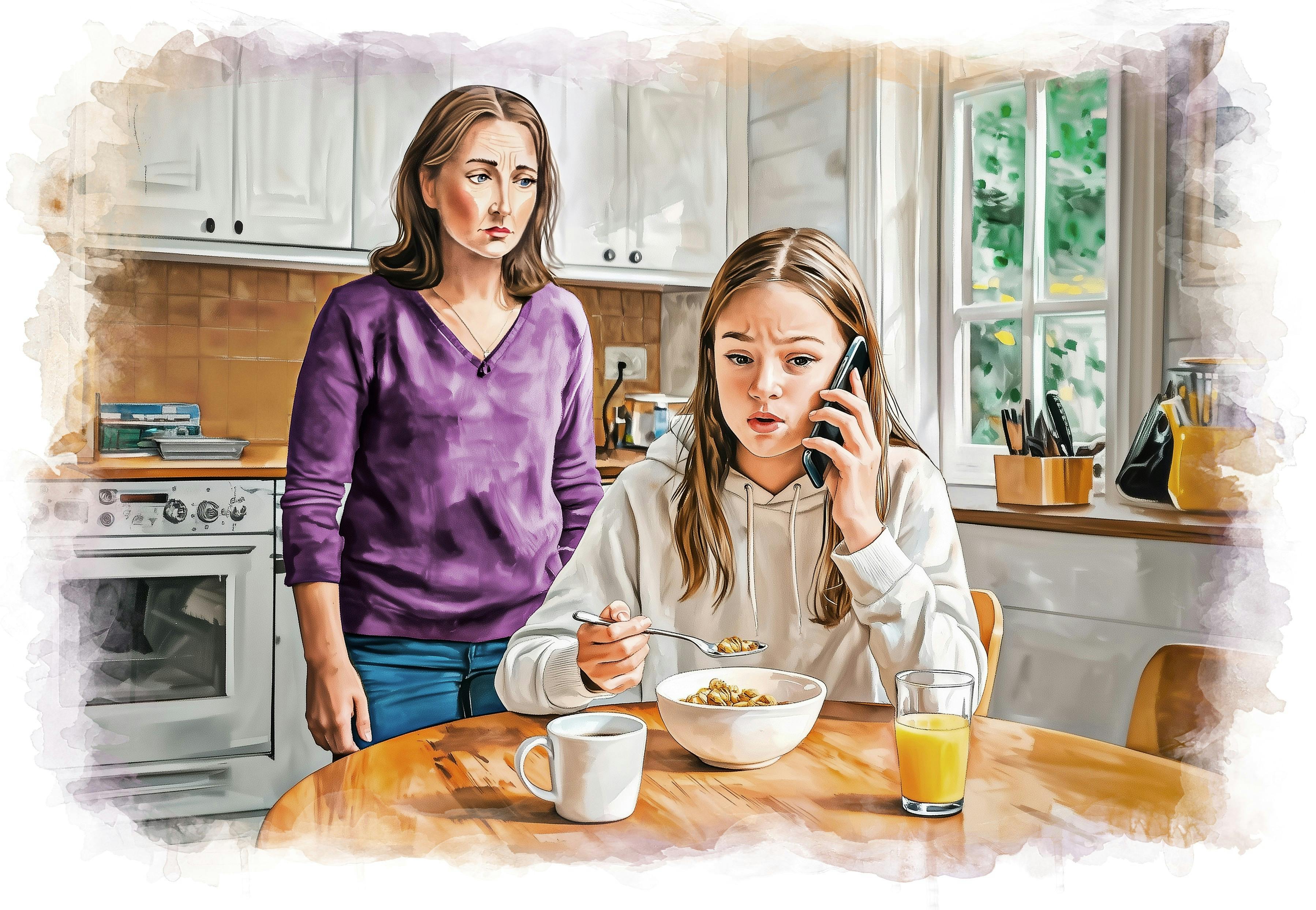 Datter og mor i køkkenet 