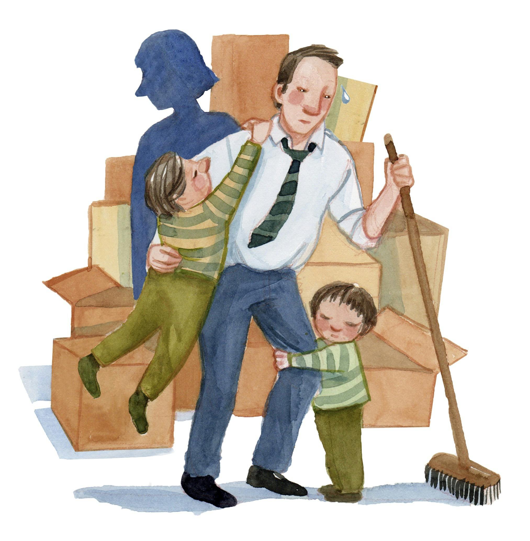 Vores søn er ved bryde sammen over at skulle klare både børn og husholdning.