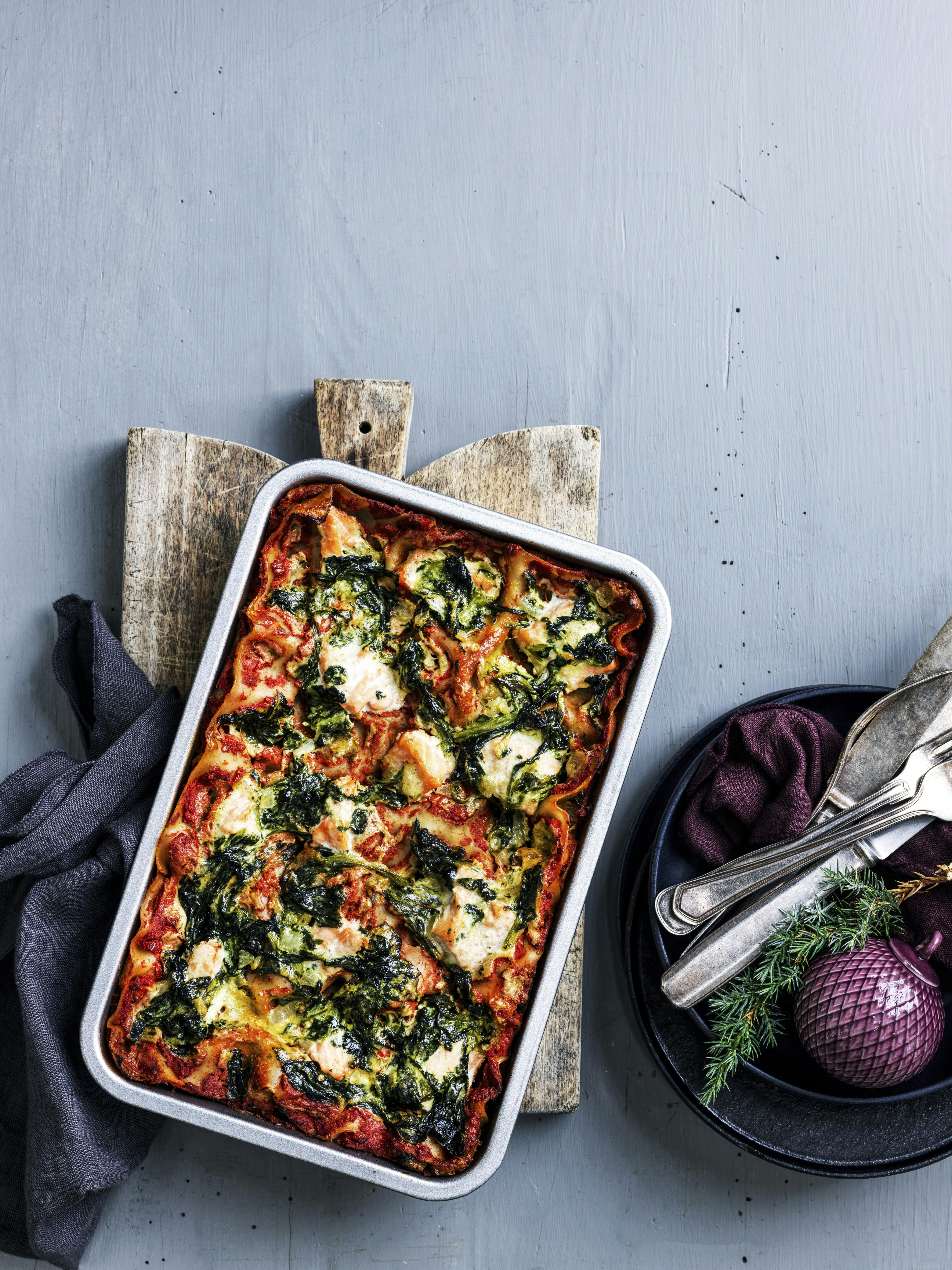 Lasagne med spinat og mascarpone