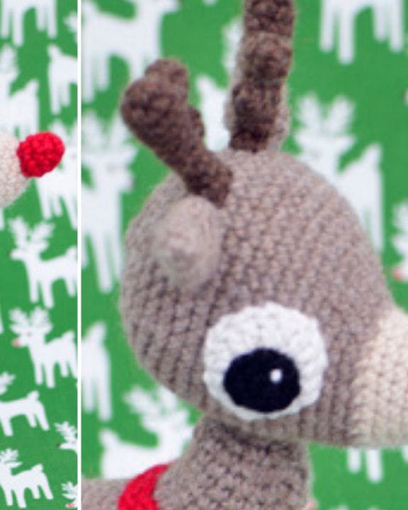 Hæklet Rudolf med en rød næse