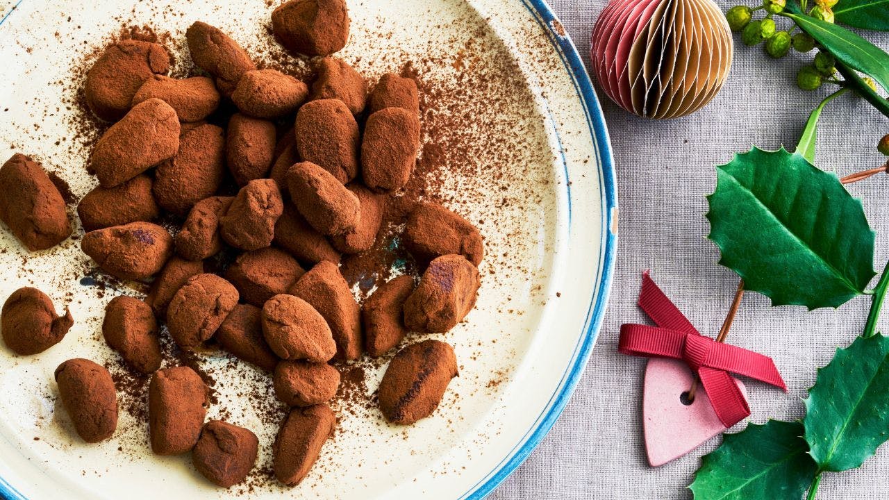 Kaffetrøfler med chokolade og espresso