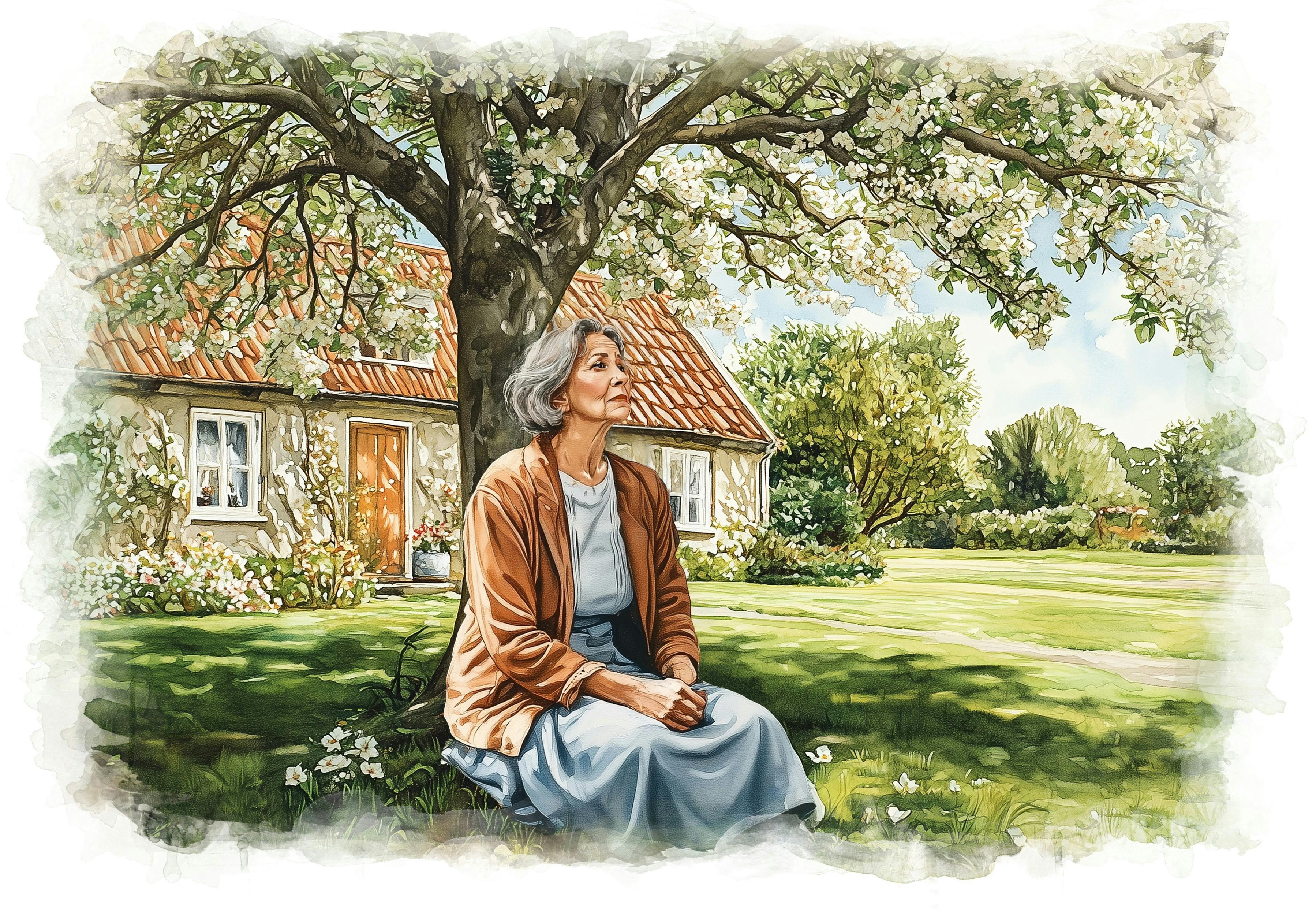 Kvinde foran sit hjem