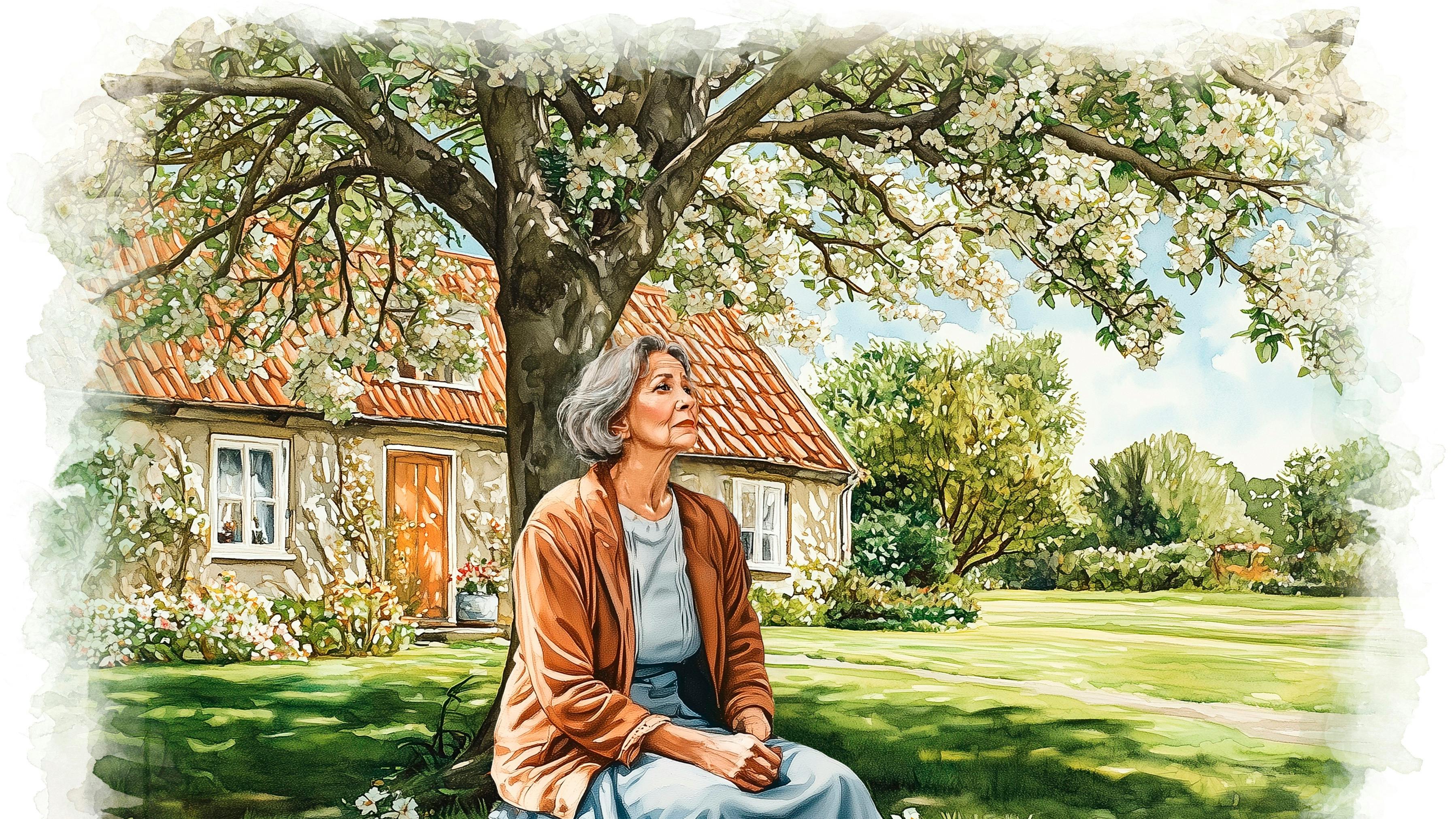 Kvinde foran sit hjem