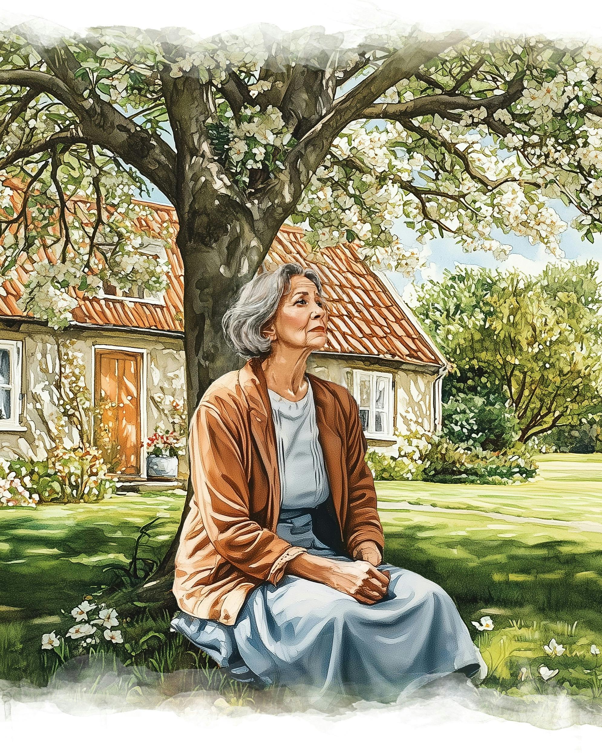 Kvinde foran sit hjem