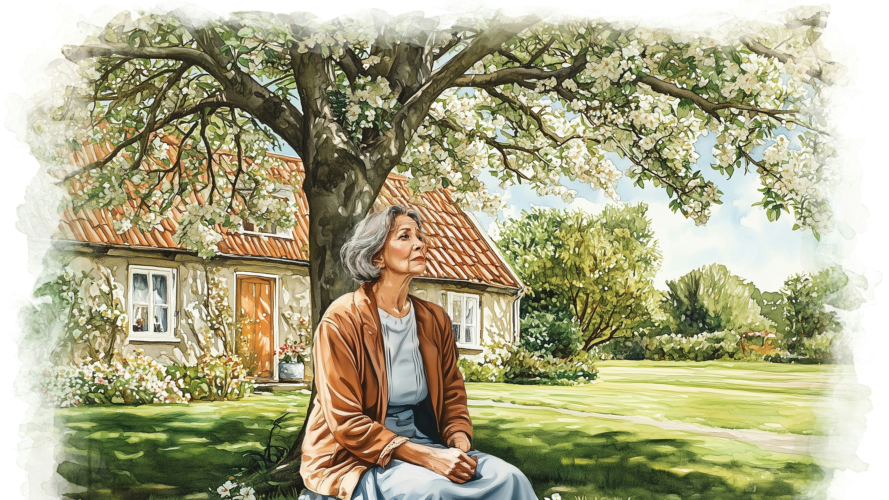 Kvinde foran sit hjem