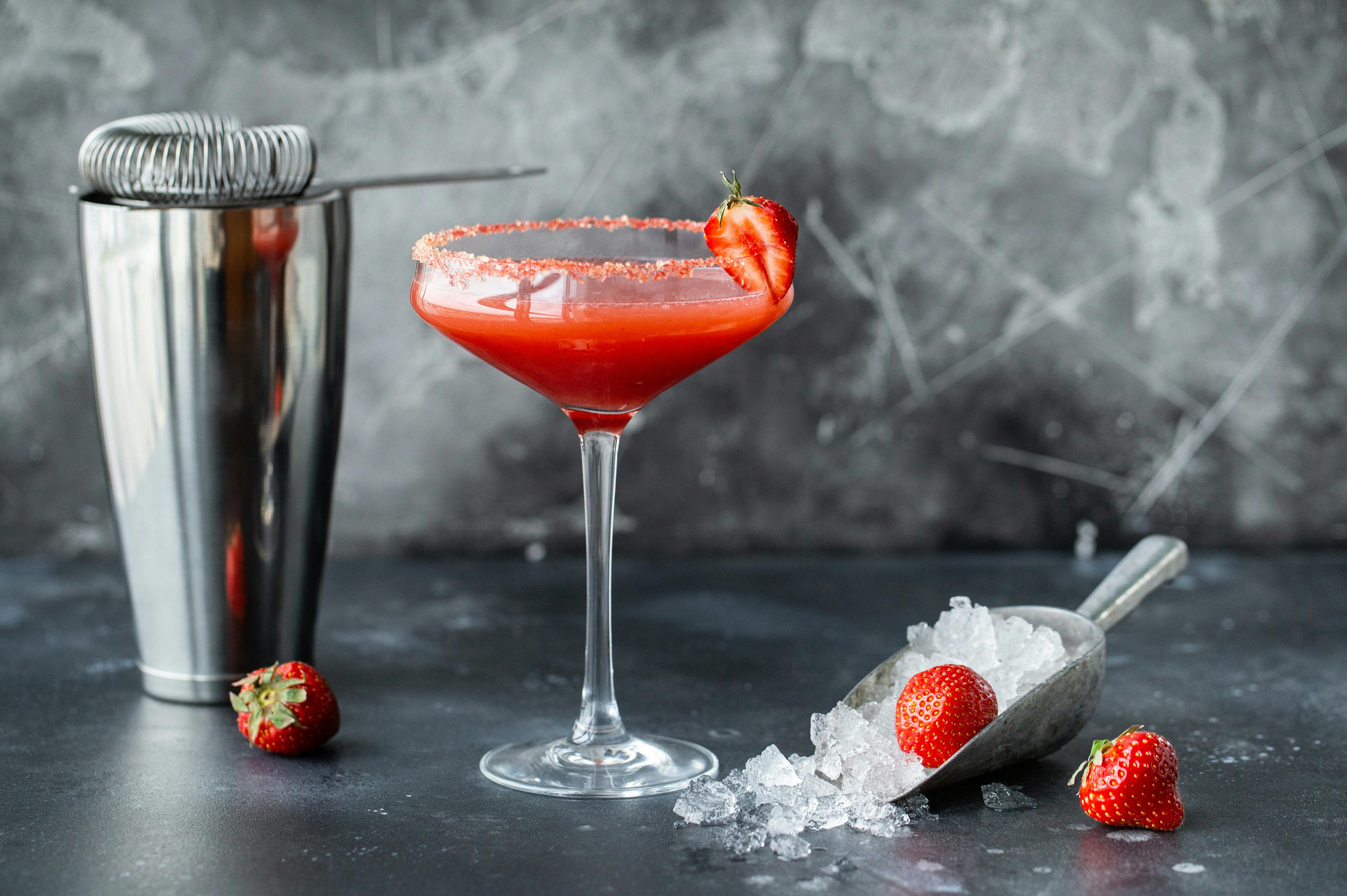 Strawberry Daquiri i et drinksglas 