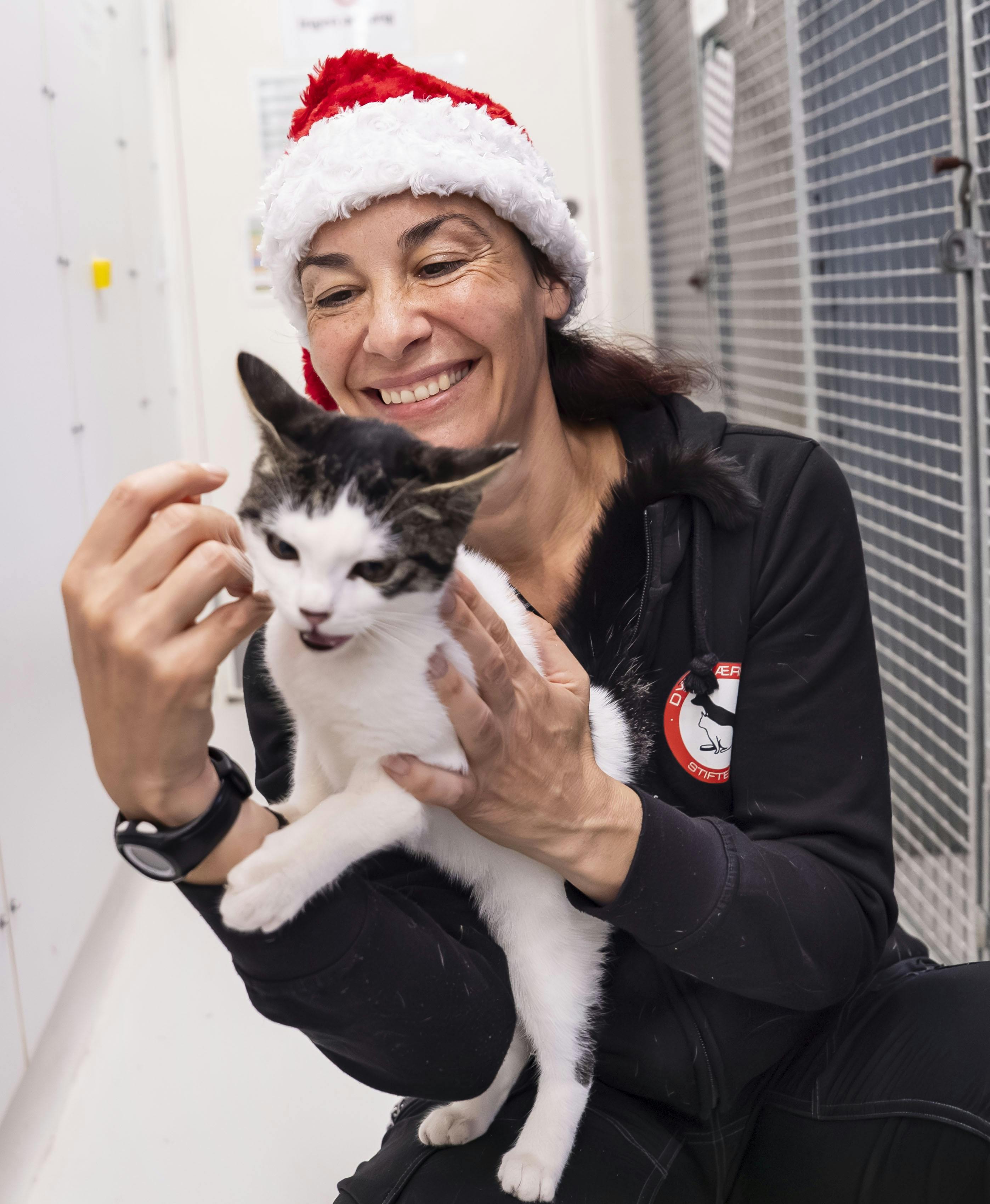 Céline fra Dyreværnet med killingen Jens.