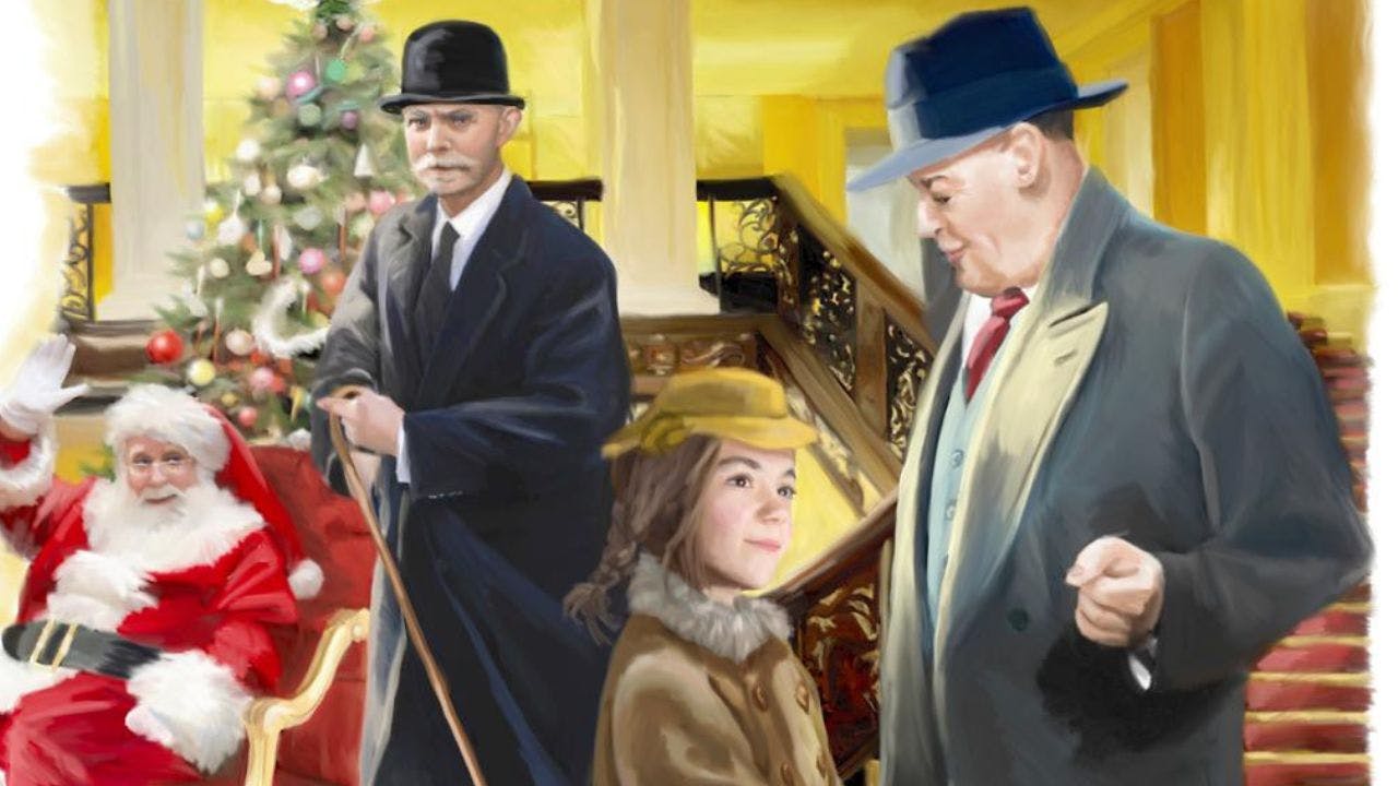 Illustration af Jane Aamund som barn i julen