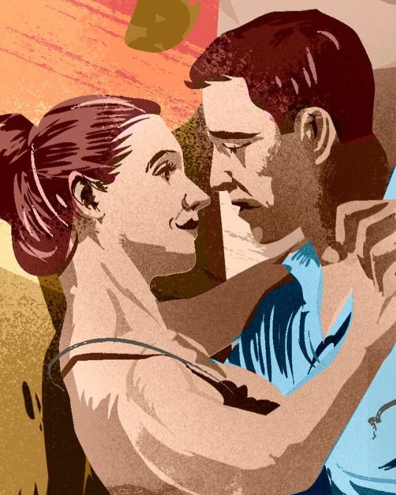 Illustration af to personer, der danser tango