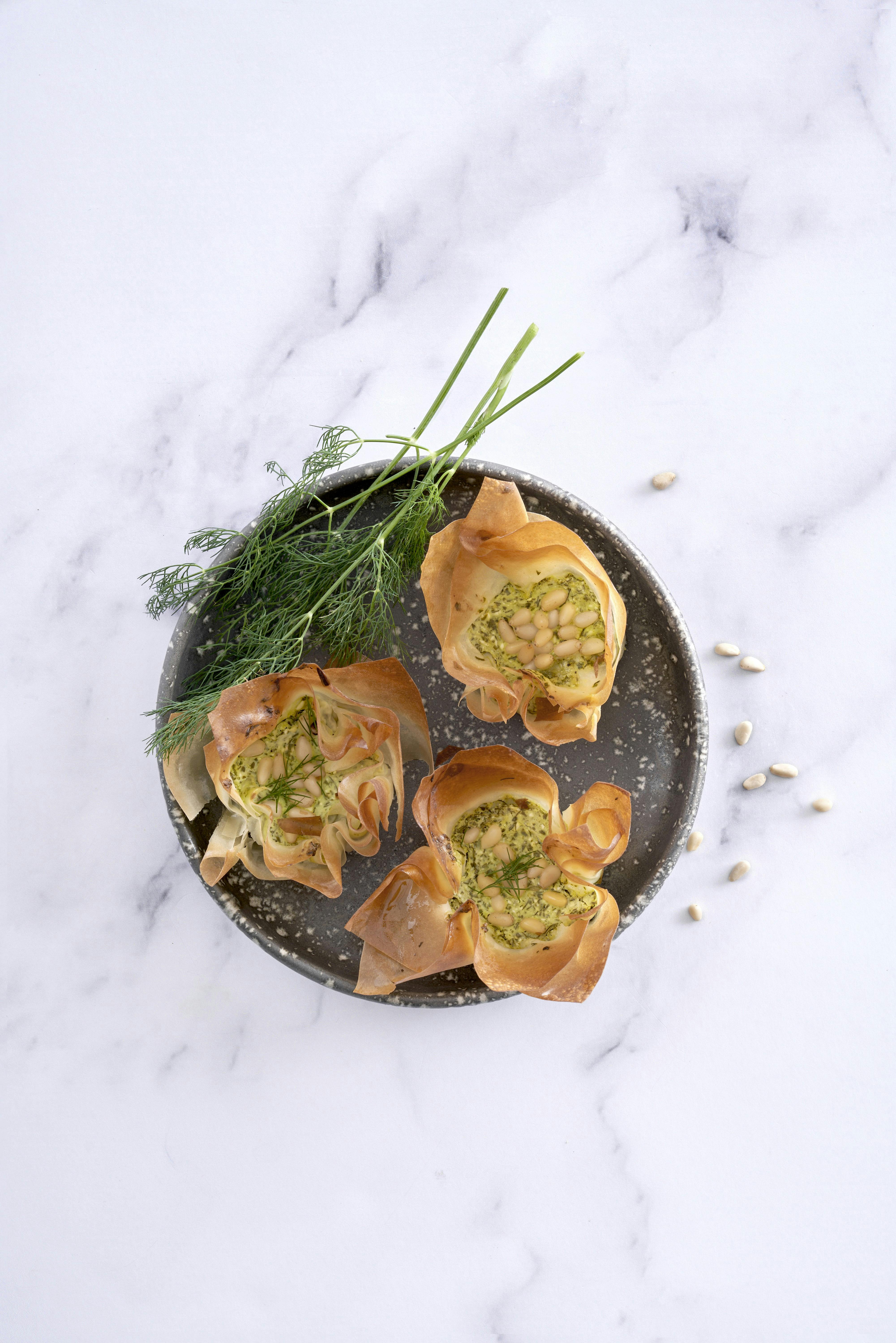 Tarteletter med spinatfyld