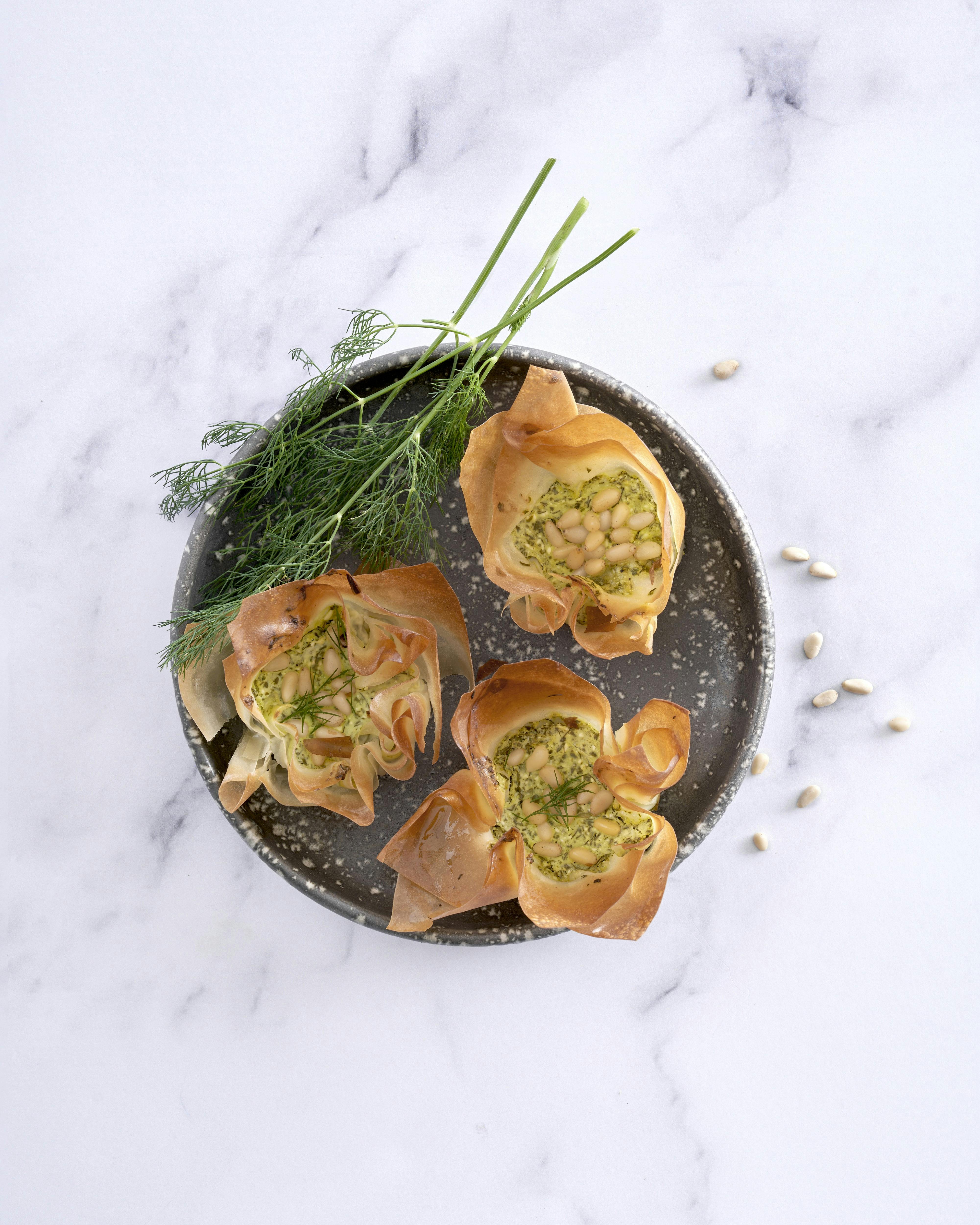 Tarteletter med spinatfyld