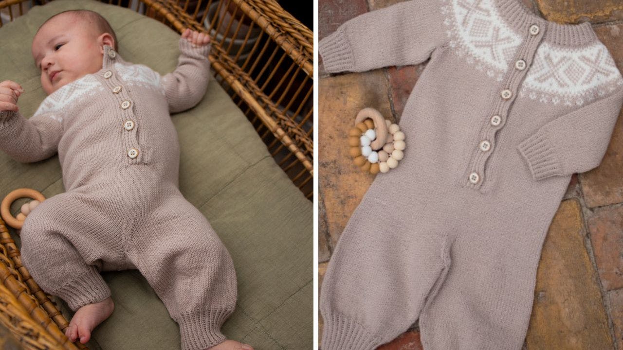 Heldragt til baby med nordisk mønster, House of Yarn