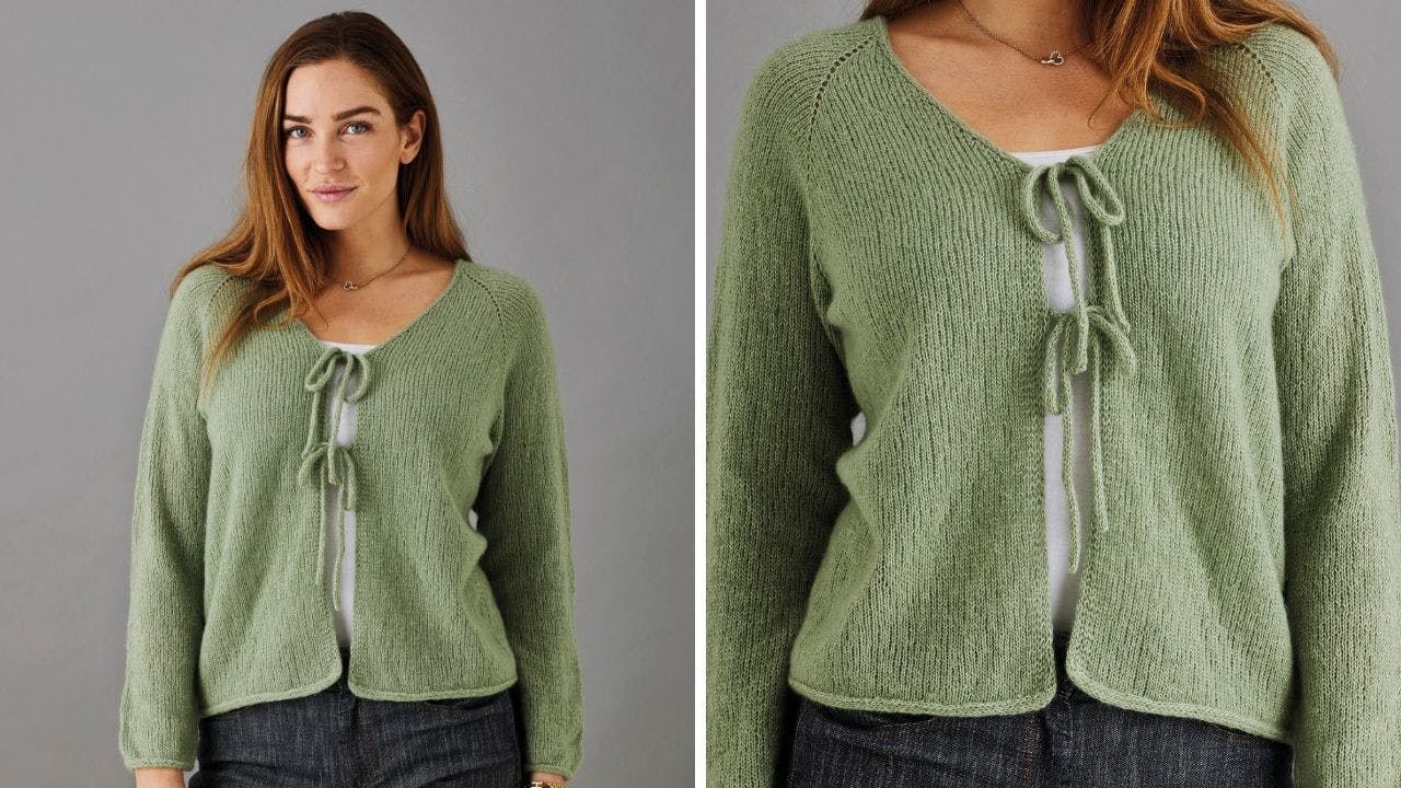 Fin strikket trøje med sløjfer