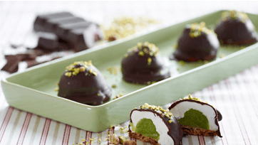 Flødeboller med lækkert fyld af pistacie