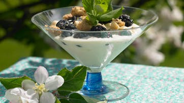 Blød vaniljeis med limebær og havresmulder