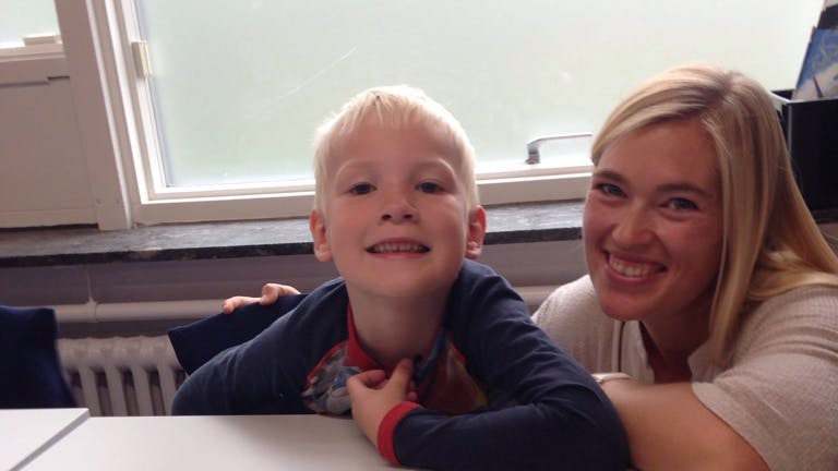 Zander på sin første skoledag i Nest-klassen.