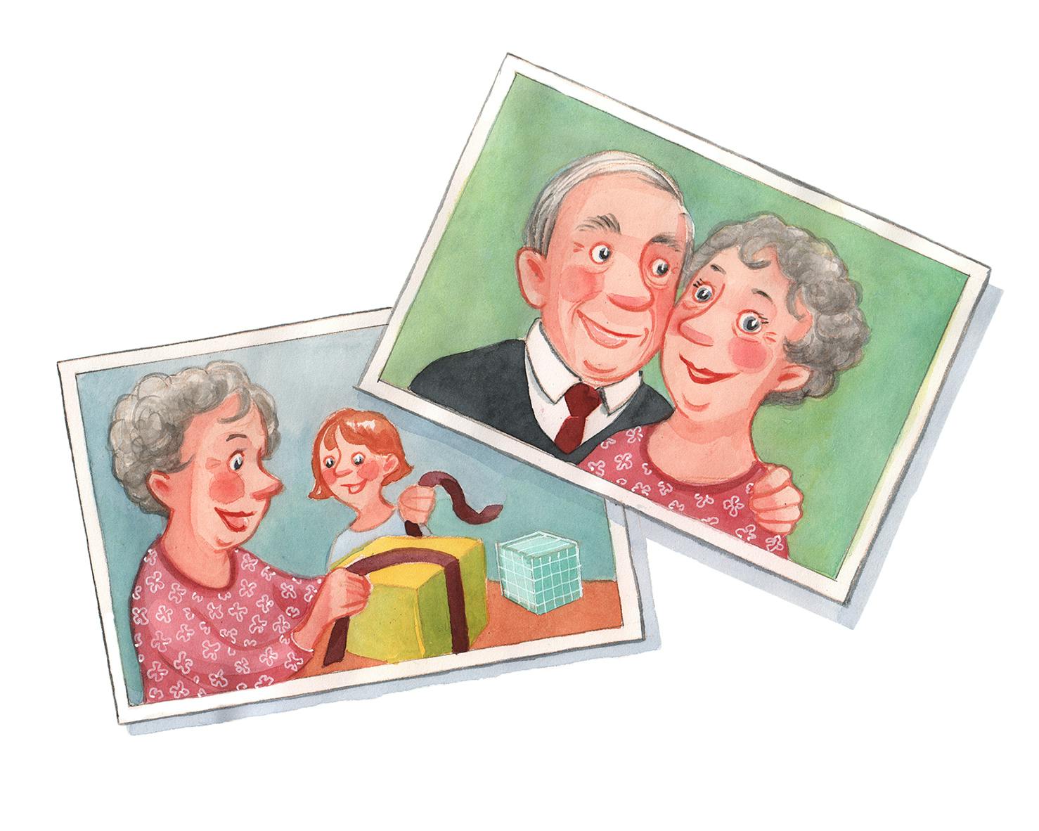 Illustration af et ældre ægtepar