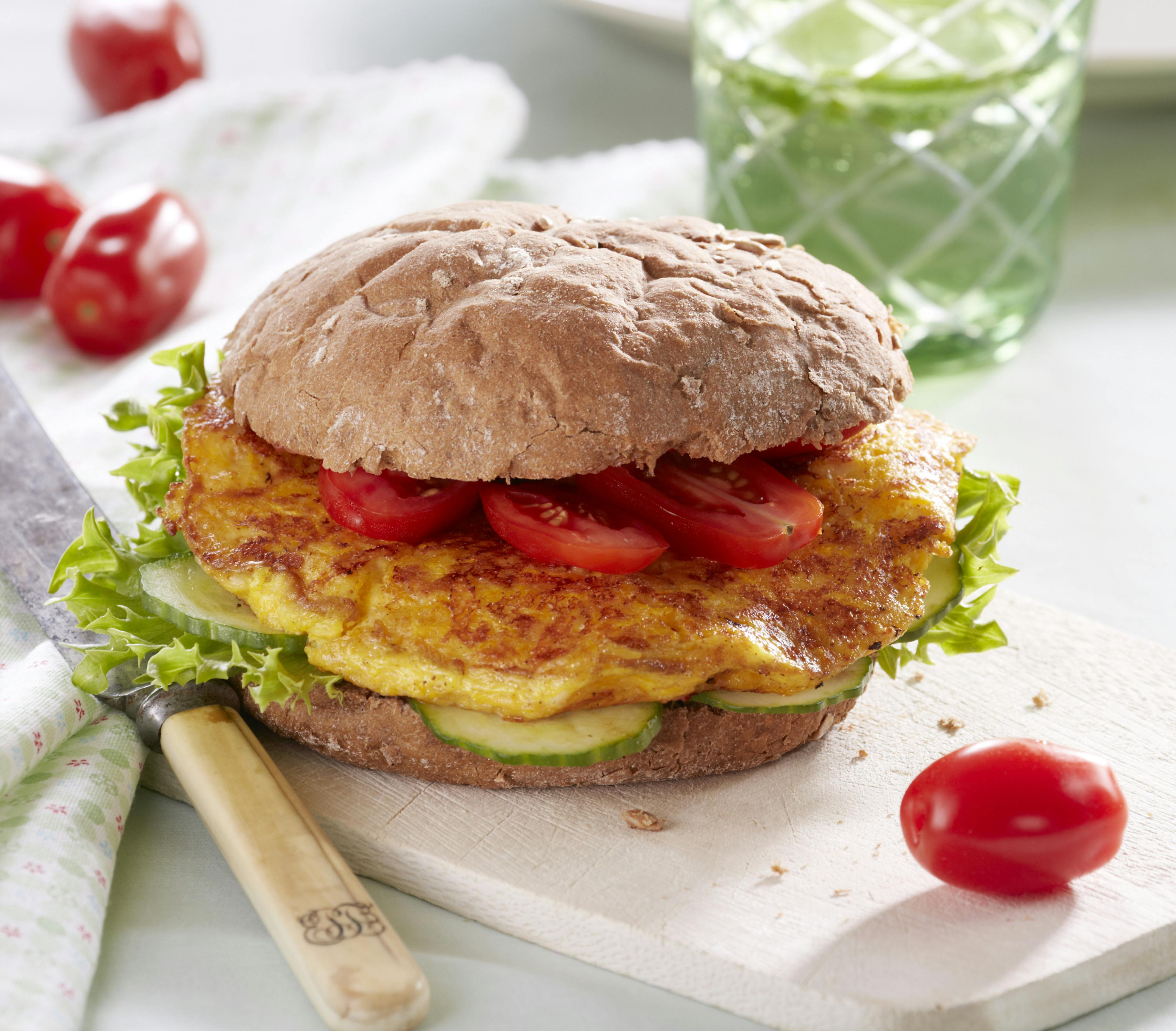 Burger med bøf af græskar
