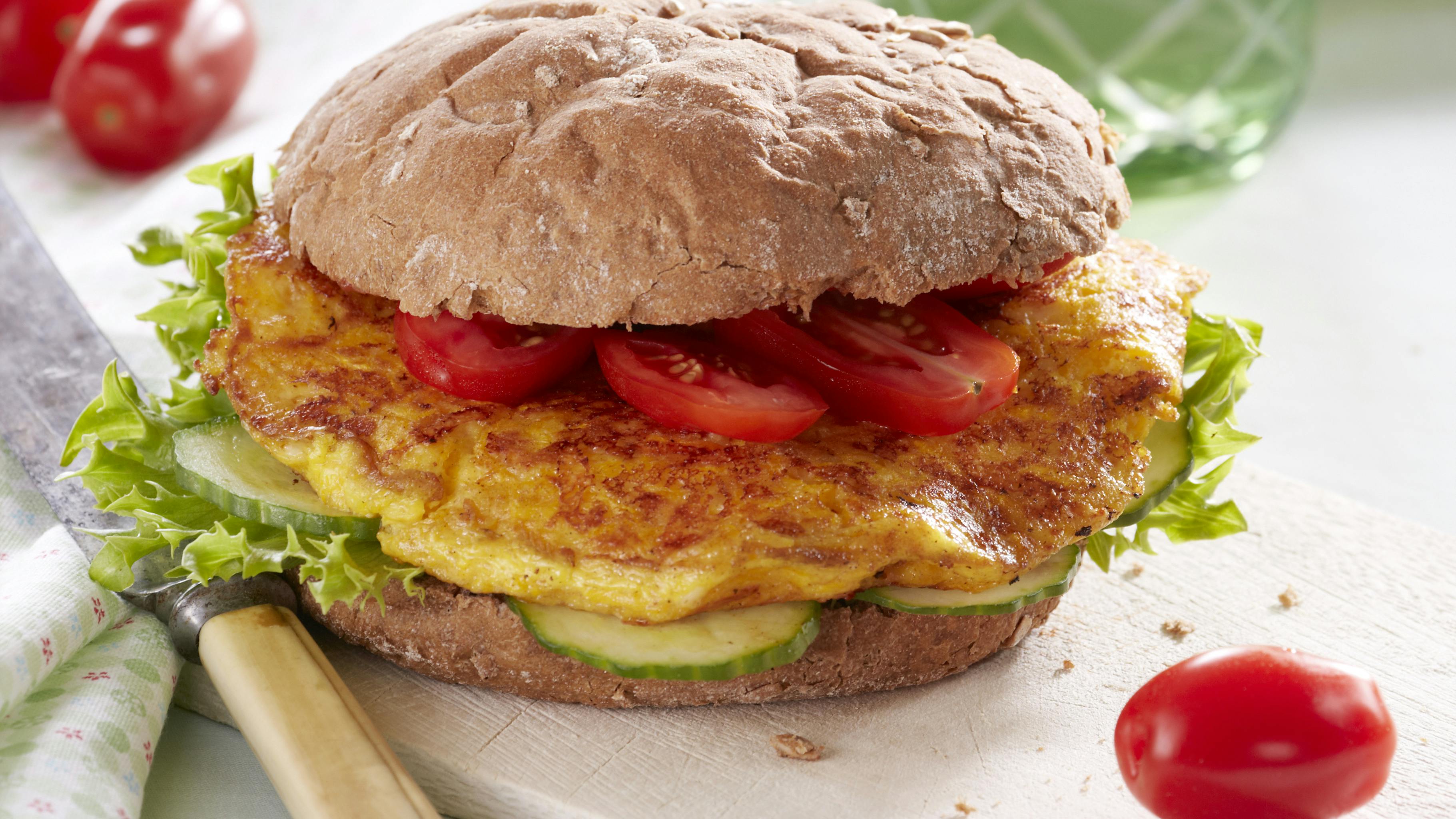Burger med bøf af græskar